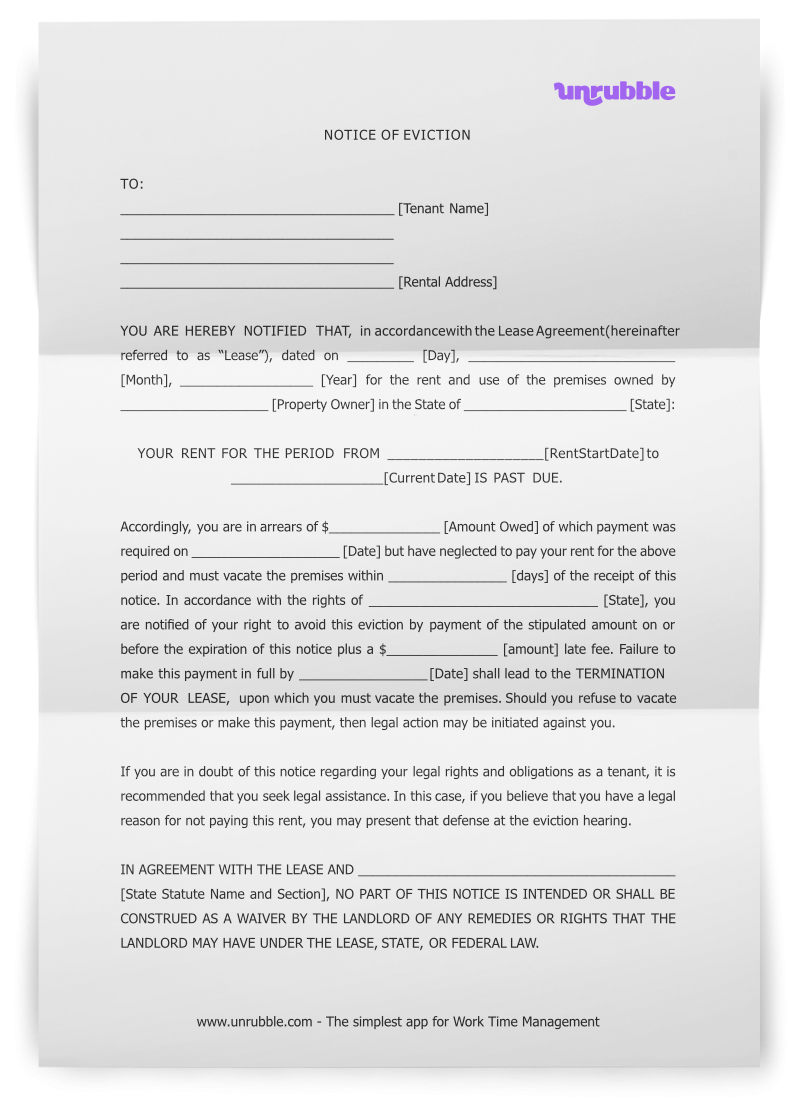 Eviction Notice Template Free Download Unrubble Templates