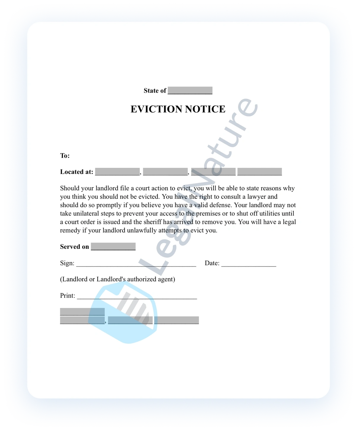 Eviction Notice Template Tenant Notice To Vacate LegalNature