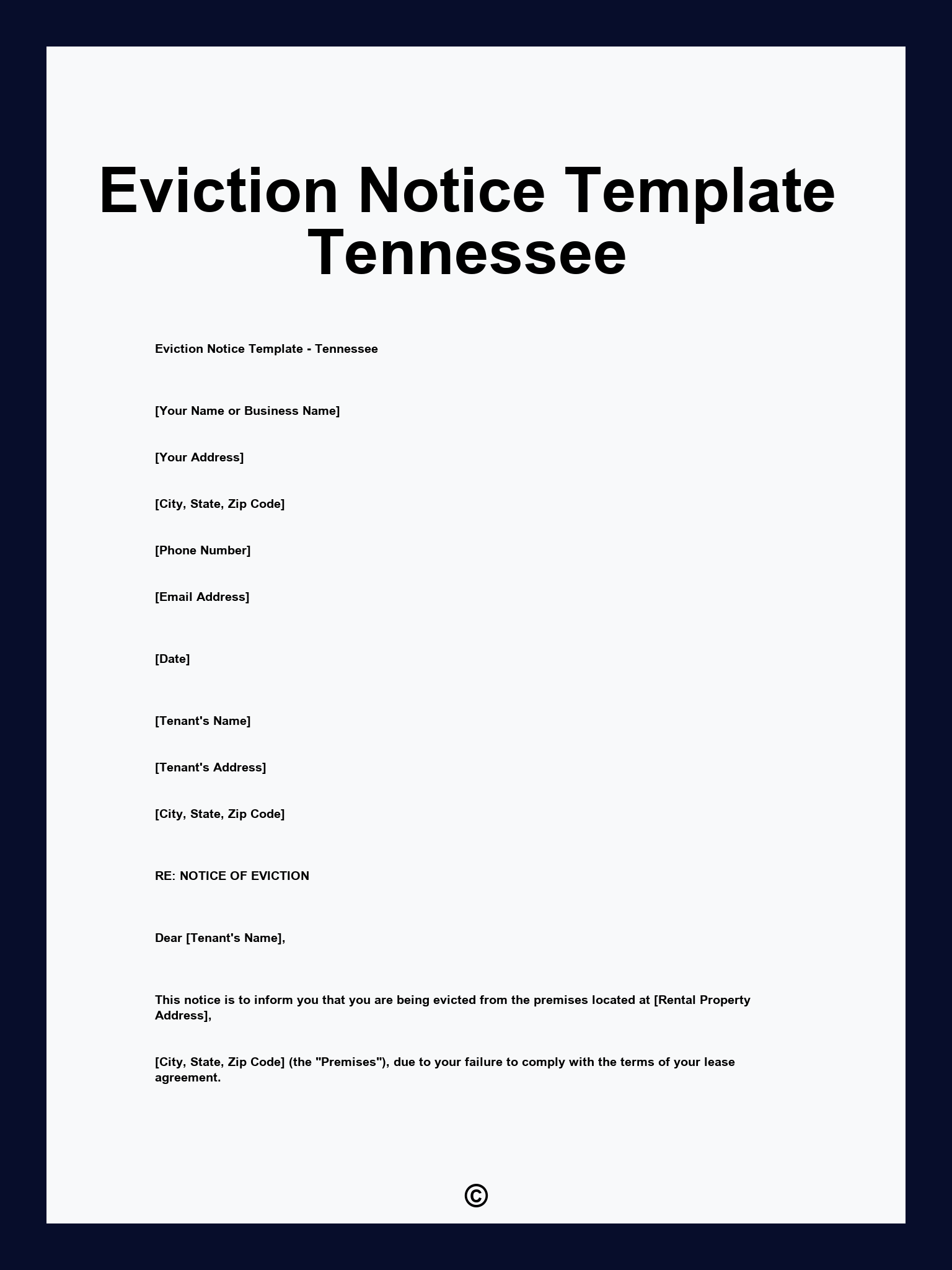 Eviction Notice Template Tennessee