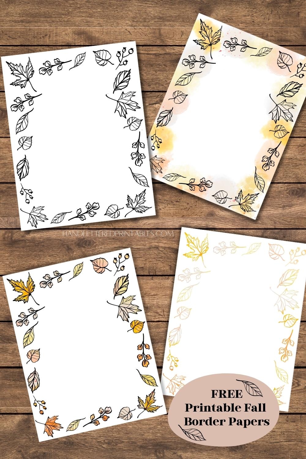 Fall Borders Free Printable Paper With Autumn Leaves Hand Lettered Printables