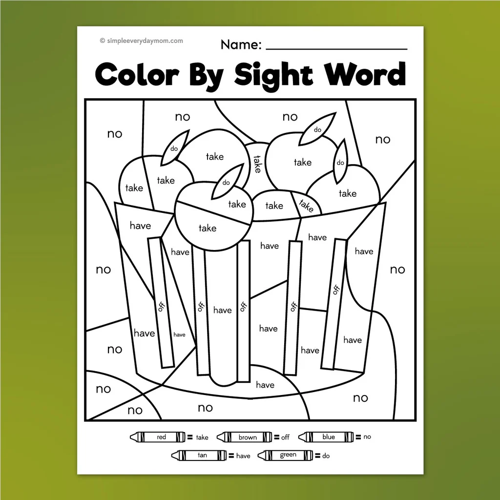 Fall Color By Sight Word Printables Simple Everyday Mom
