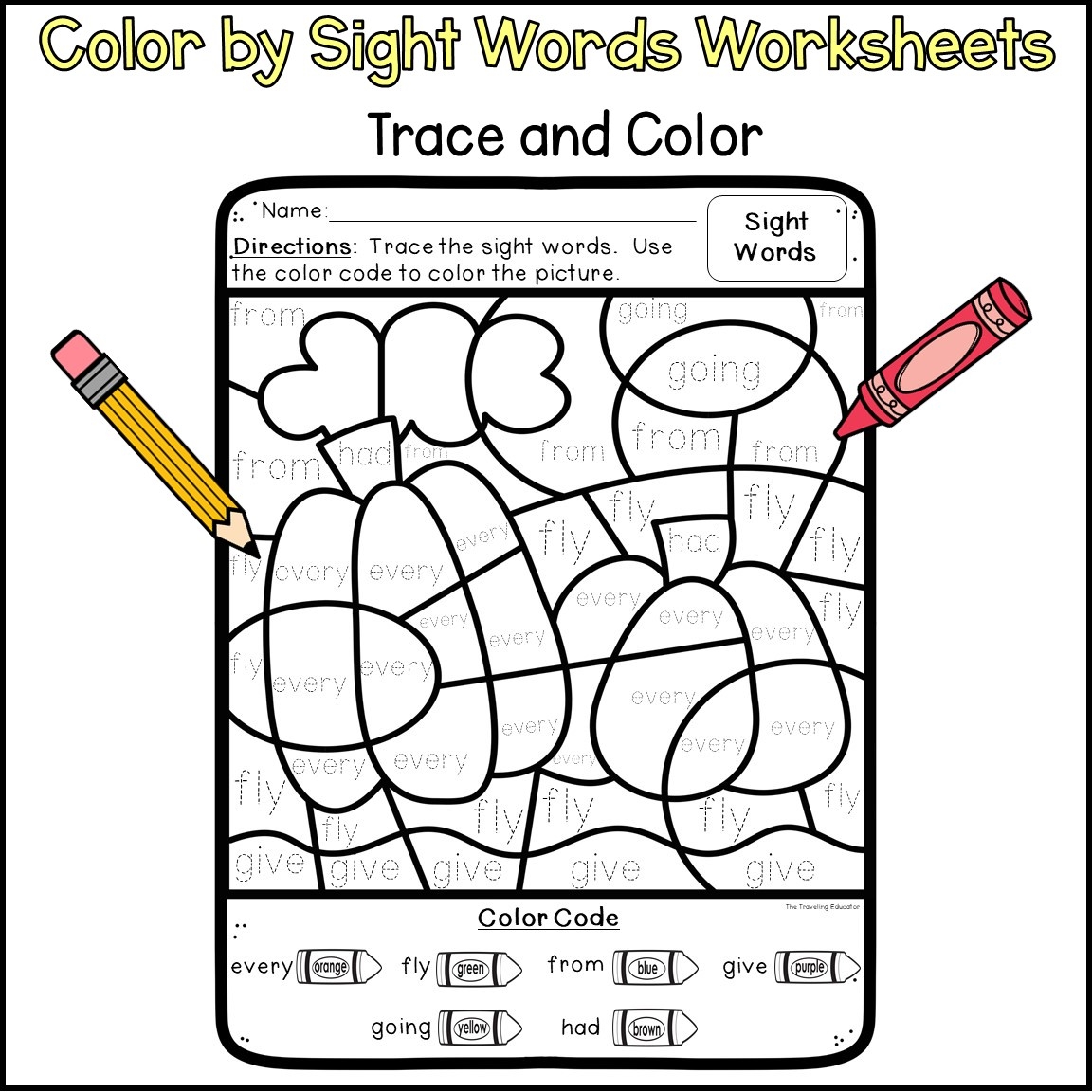 Fall Color By Sight Words For 1st And 2nd Grade The Traveling Educator Fall Color By Sight Words For 1st And 2nd Grade The Traveling Educator