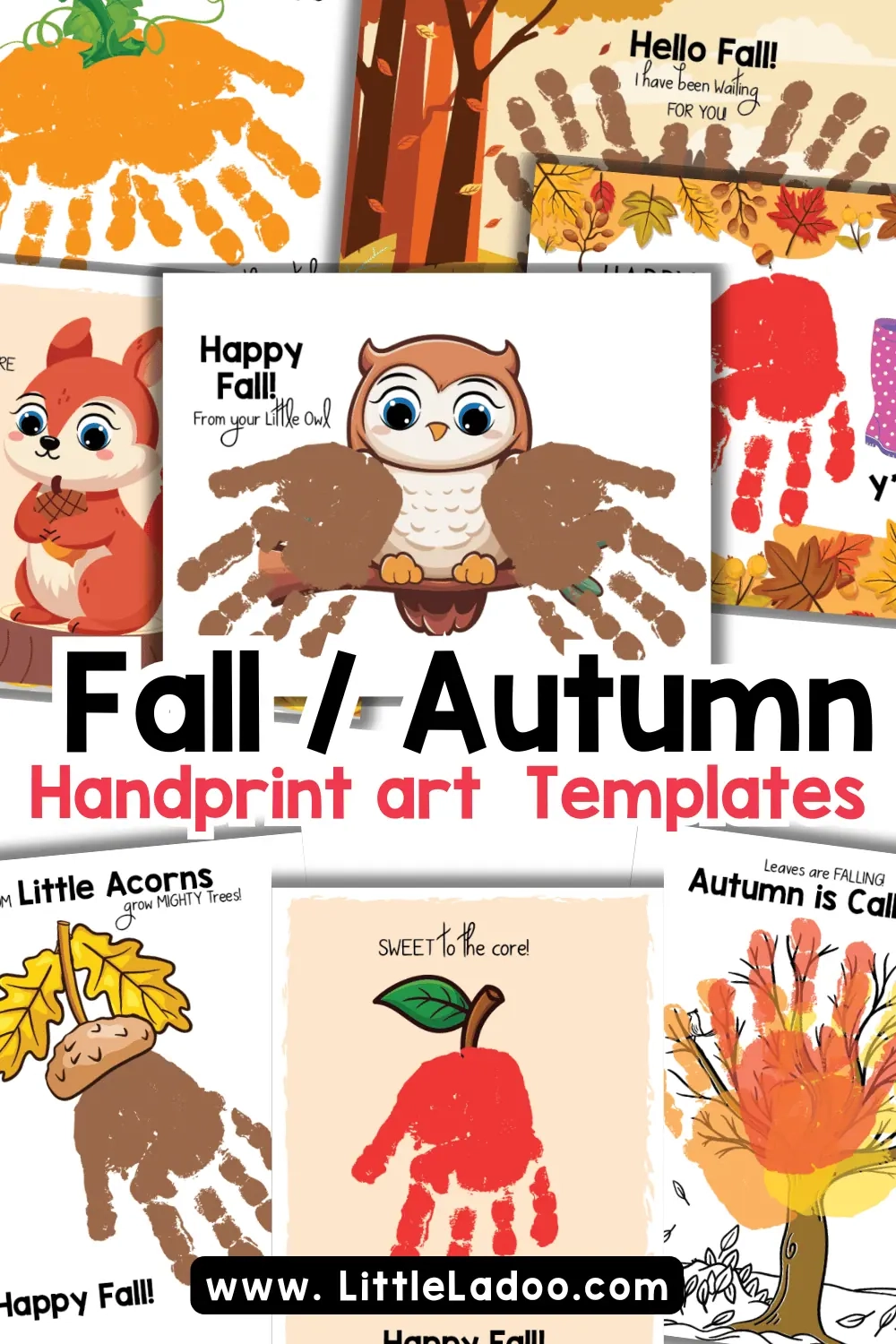 Fall Handprint Art Printable 8 Designs 