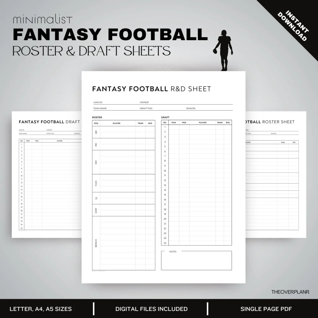 Fantasy Football Roster Sheets Printable - Printable We Love Printables