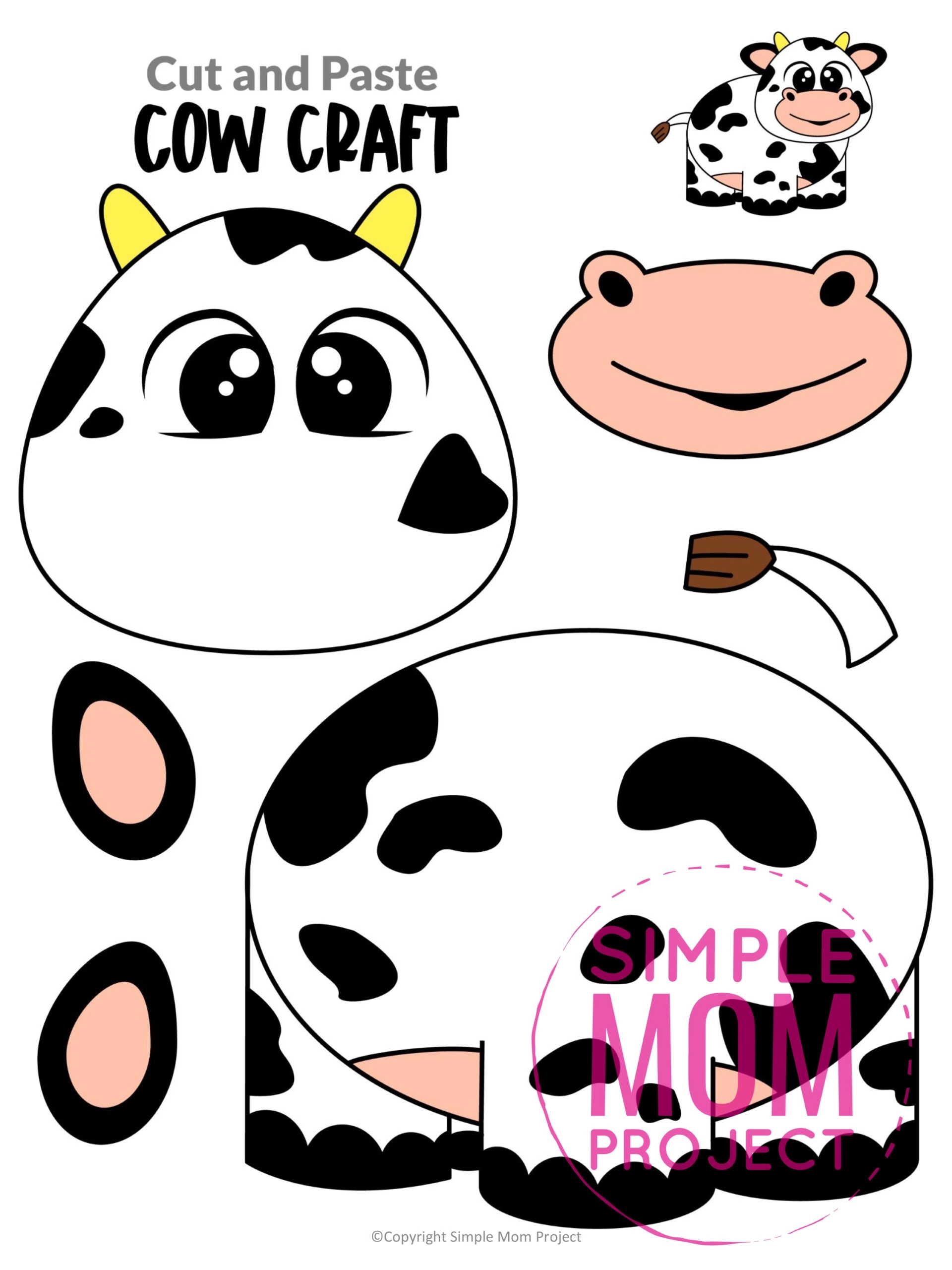 Farm Animal Crafts 15 Full Color Printable Cut Paste Templates For Kids Simple Mom Project Store