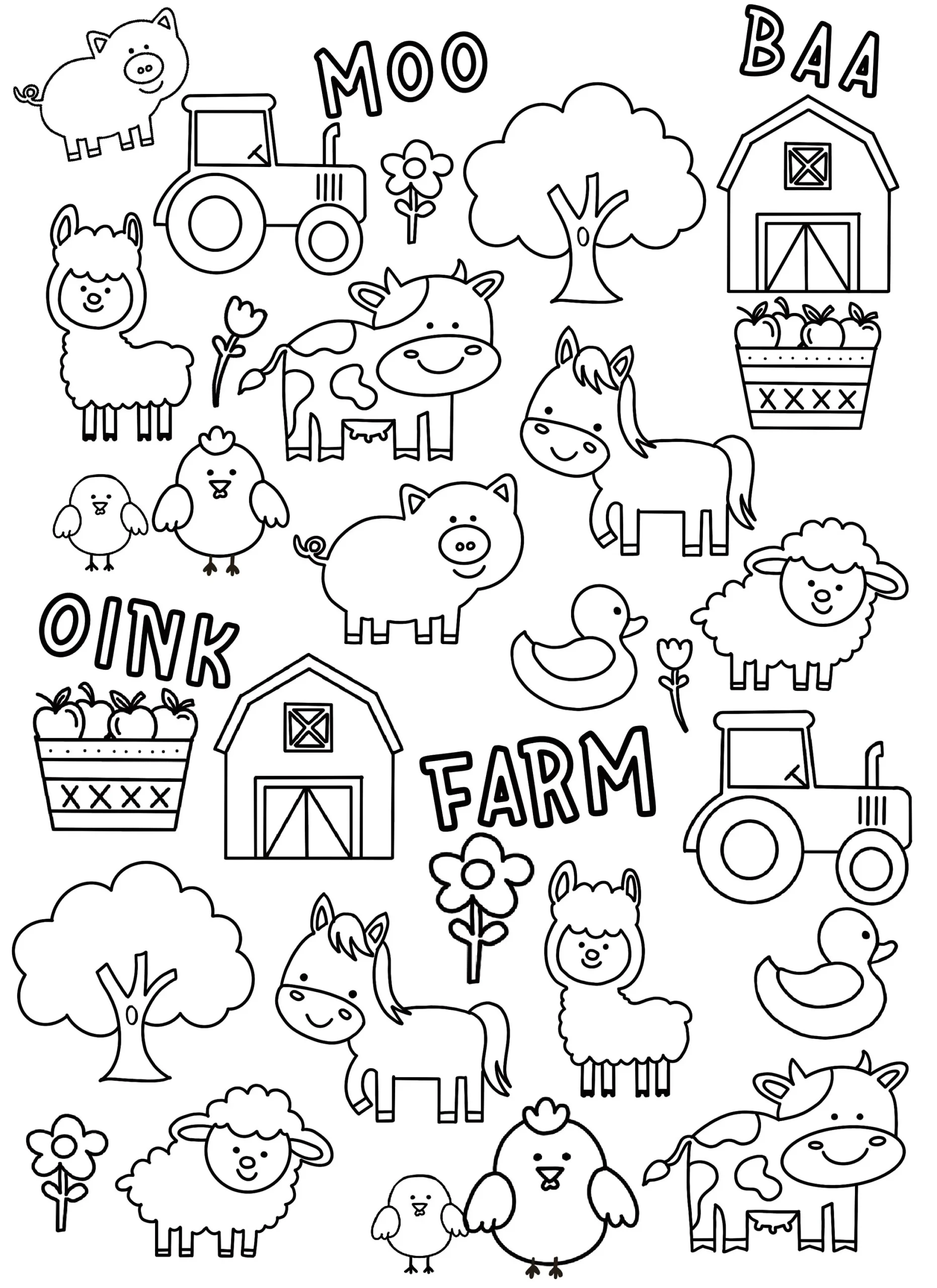 Farm Animals Coloring Page Kids Activity PDF Download Etsy Israel