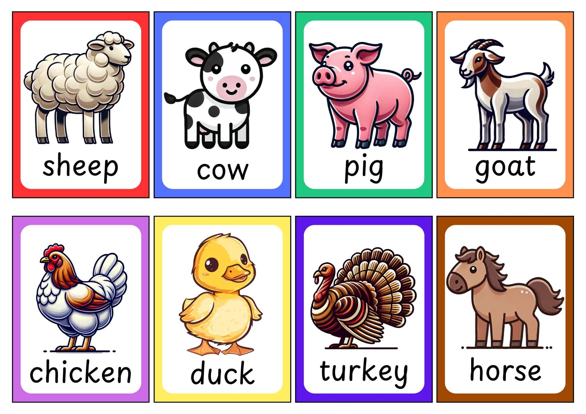 Farm Animals Flashcards Free Printables Teach Prints
