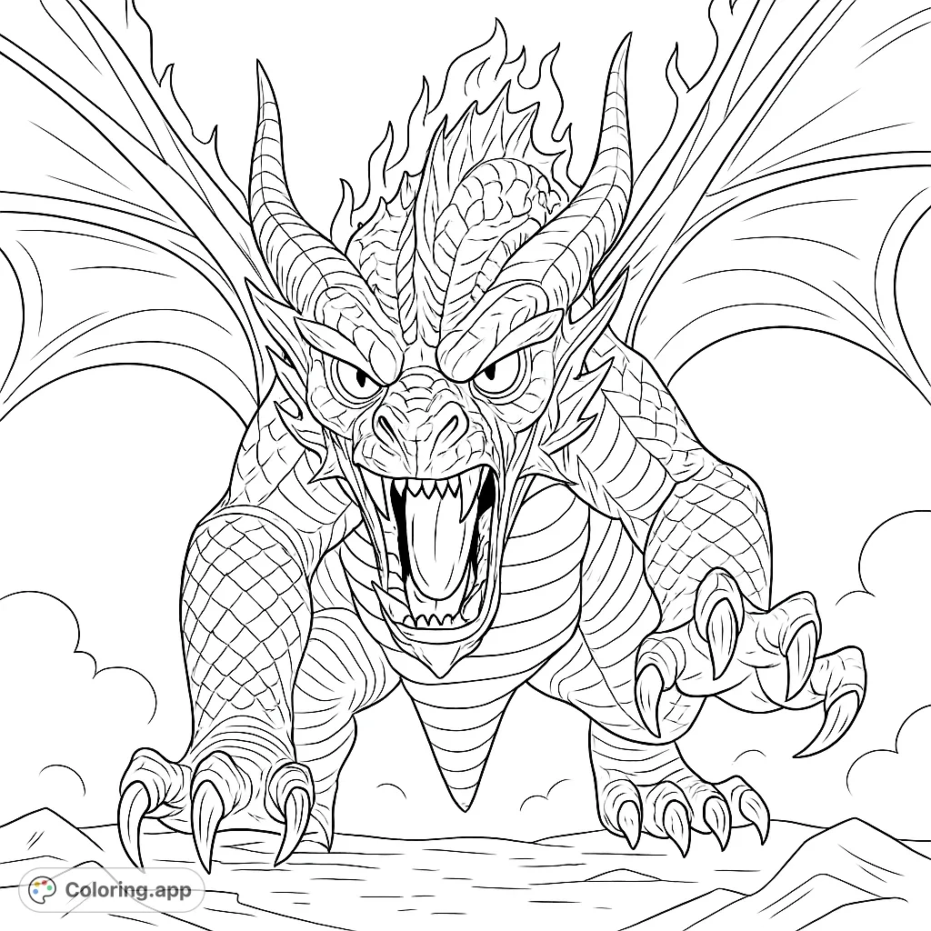 Fierce Fire Dragon Coloring app