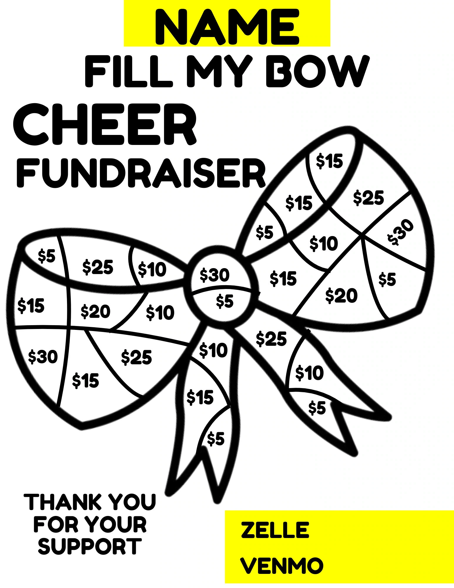 Fill My Bow Printable Cheer Fundraiser Canva Template Cheerleading Fundraiser Sponsor Cheer Bow School Cheer Fundraiser Bow Fundraiser Etsy