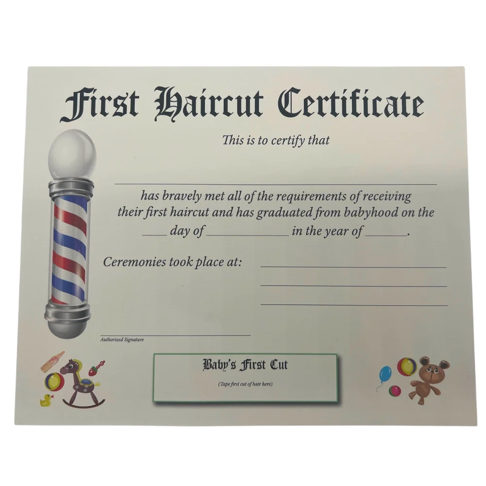First Haircut Certificate 614 Barber Supply