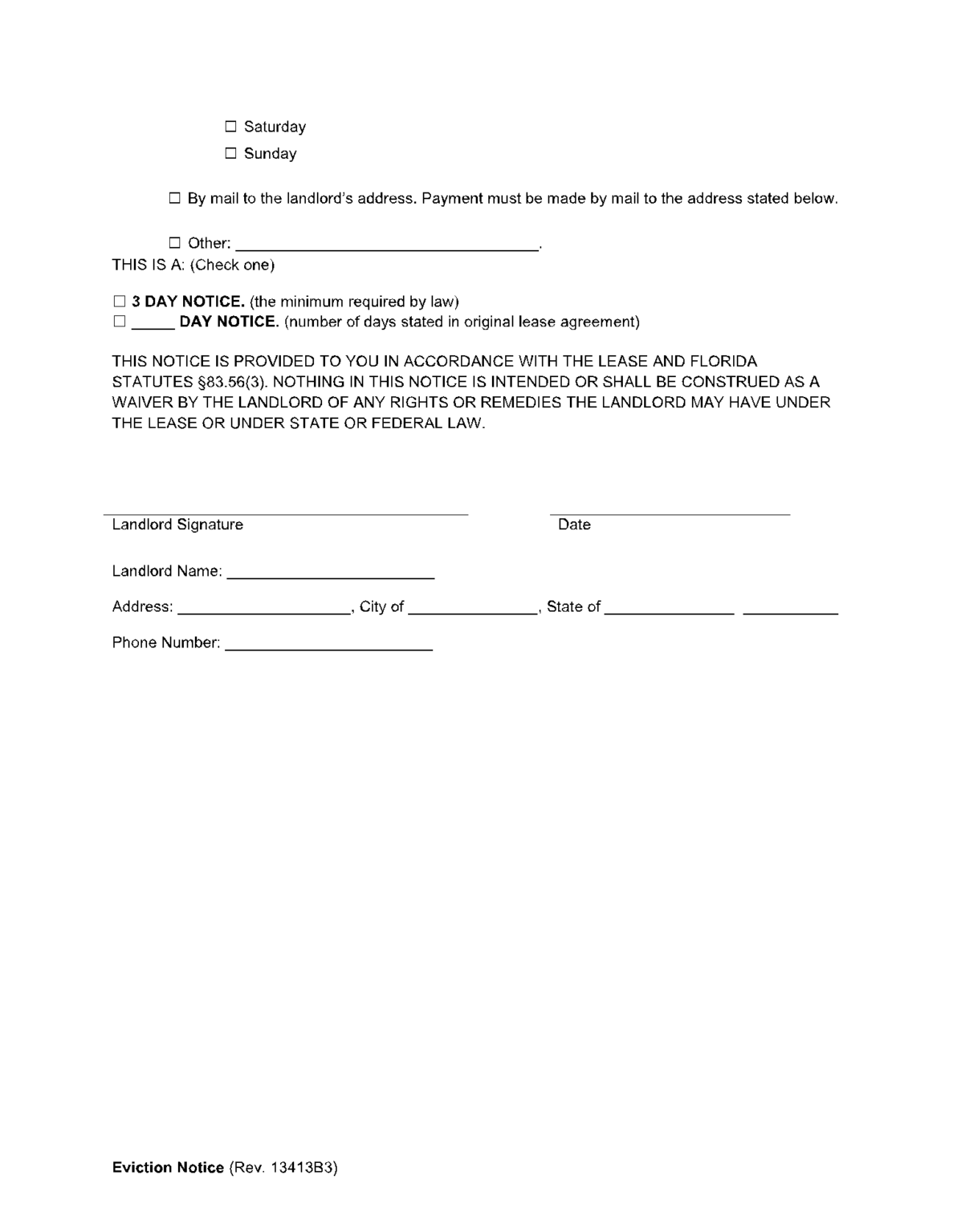 3 Day Eviction Notice Florida Pdf Printable - Printable We Love Printables