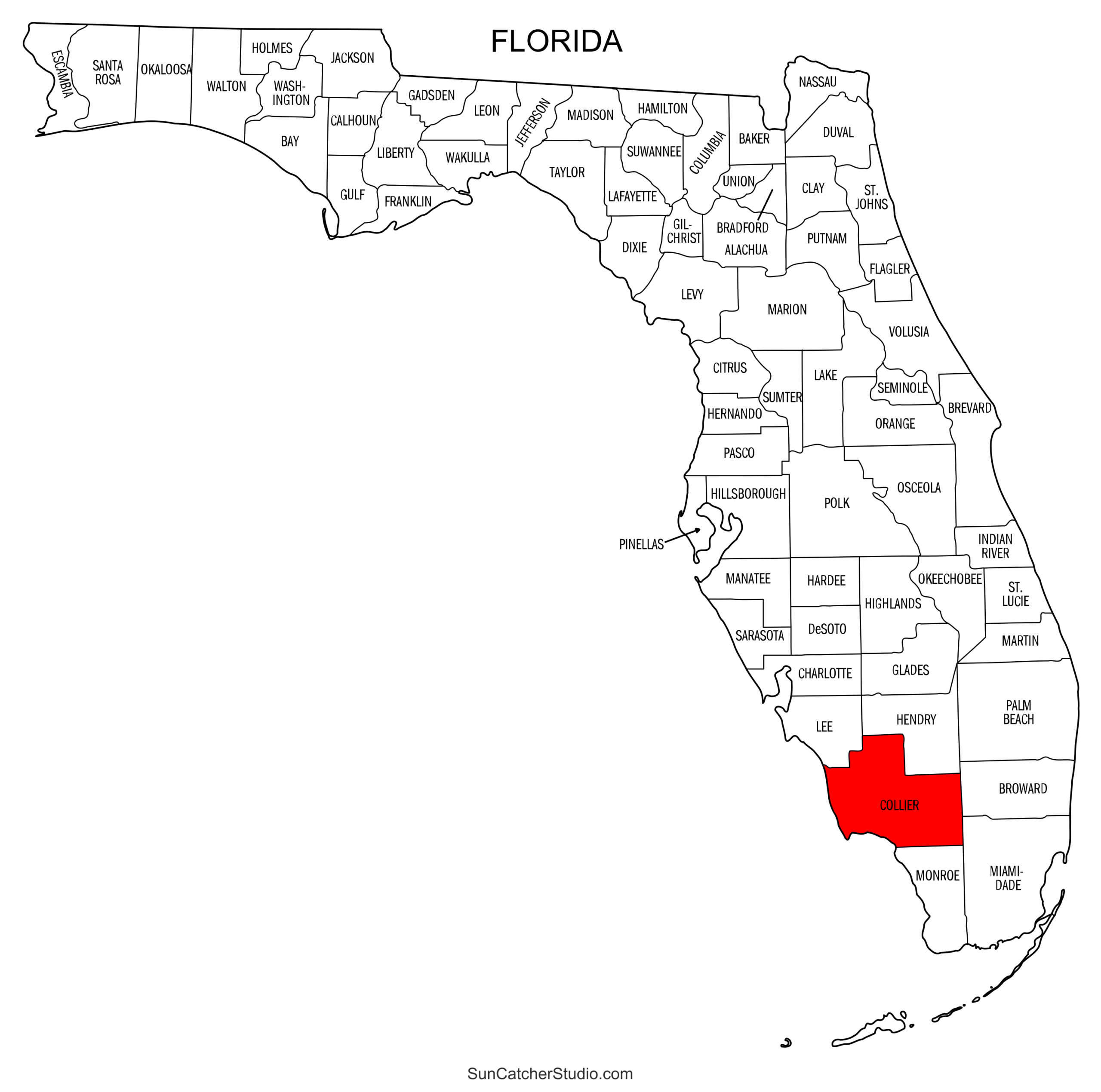 Florida County Map Printable State Map With County Lines Free Printables Lettering SVG Files Tools Apps