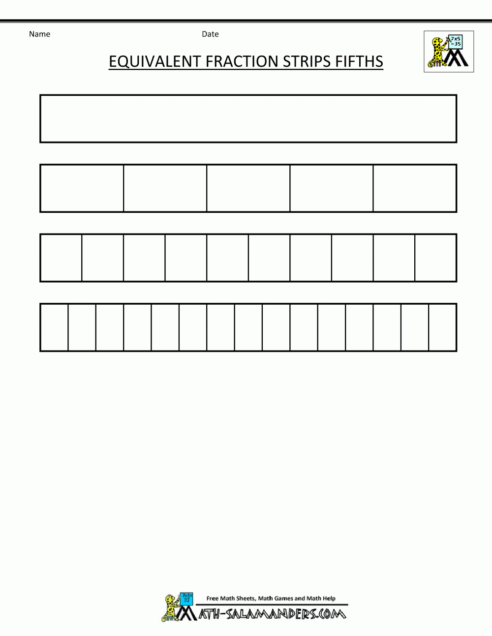 Fraction Strip Equivalent Fractions