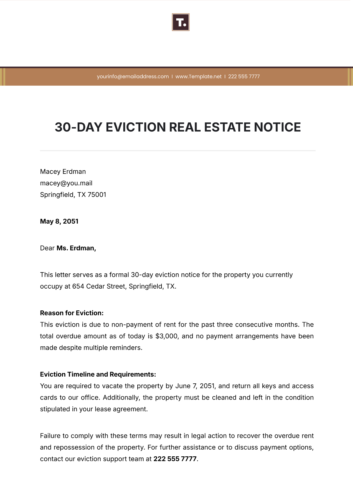 Free 30 Day Eviction Real Estate Notice Template To Edit Online