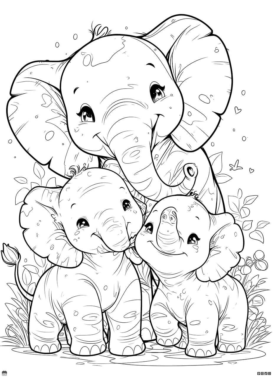 Free Adorable Elephant Family Coloring Page Infinite Visibility