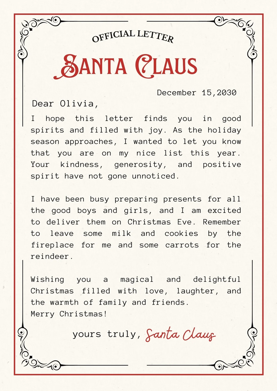 Free And Customizable Christmas Letter Templates Canva