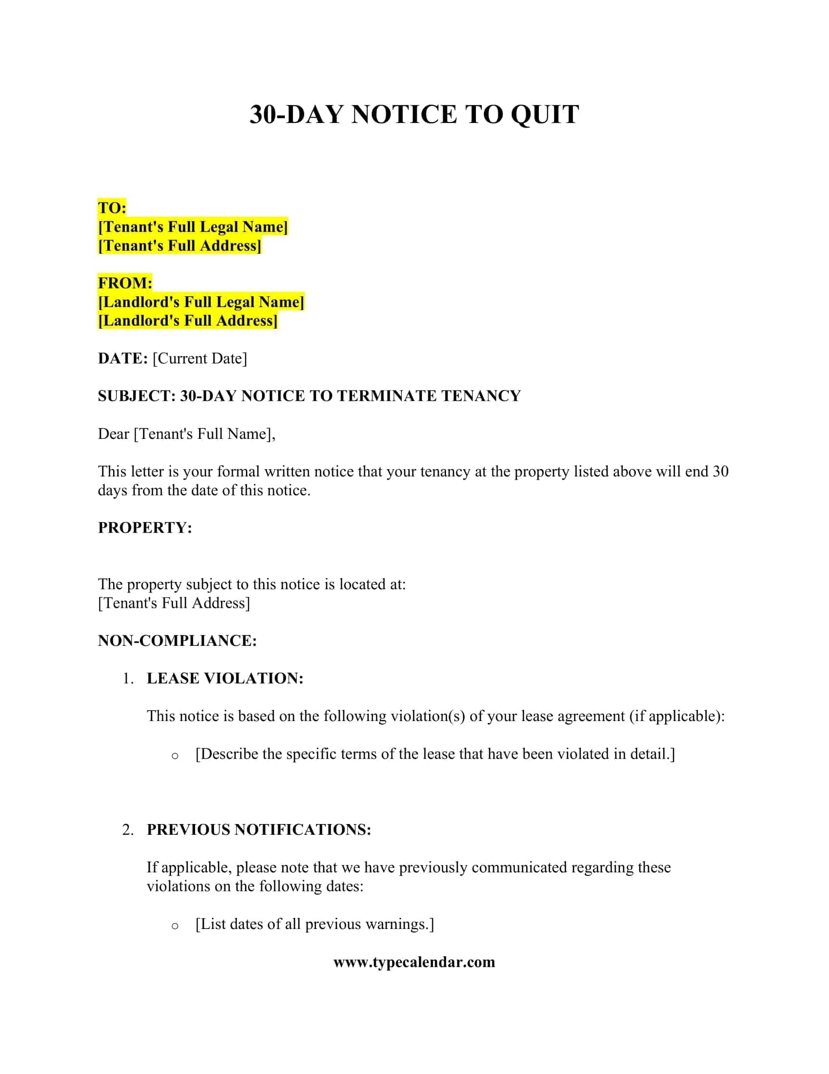 Free And Printable Eviction Notice Templates PDF Word 30 Day Free And Printable Eviction Notice Templates PDF Word 30 Day