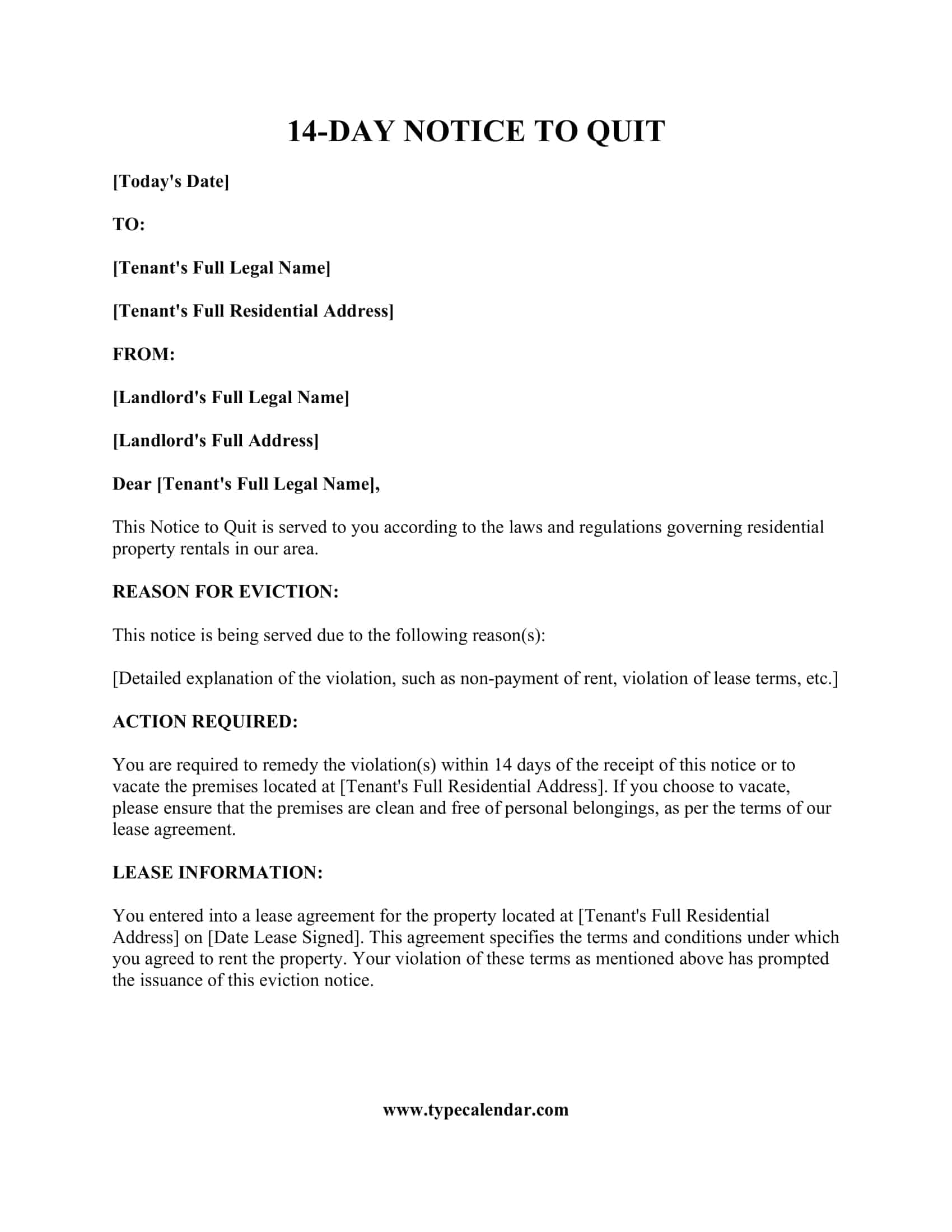 Free And Printable Eviction Notice Templates PDF Word 30 Day