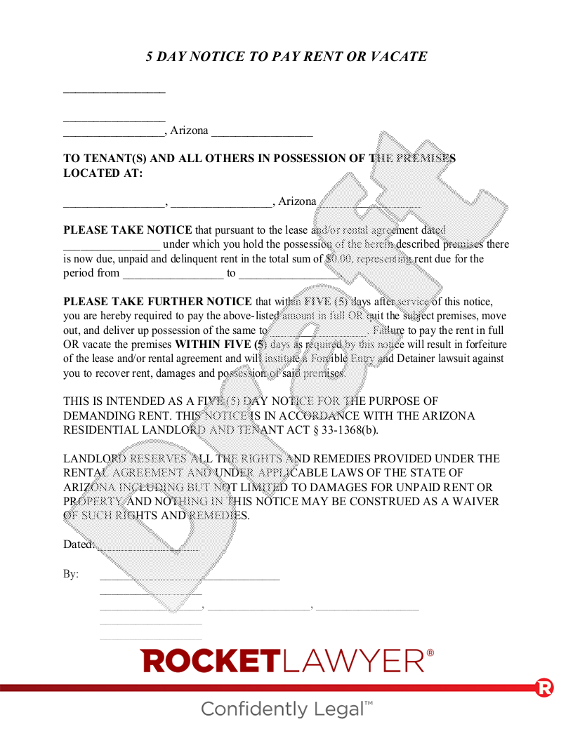 Free Arizona Eviction Notice Template FAQs Rocket Lawyer