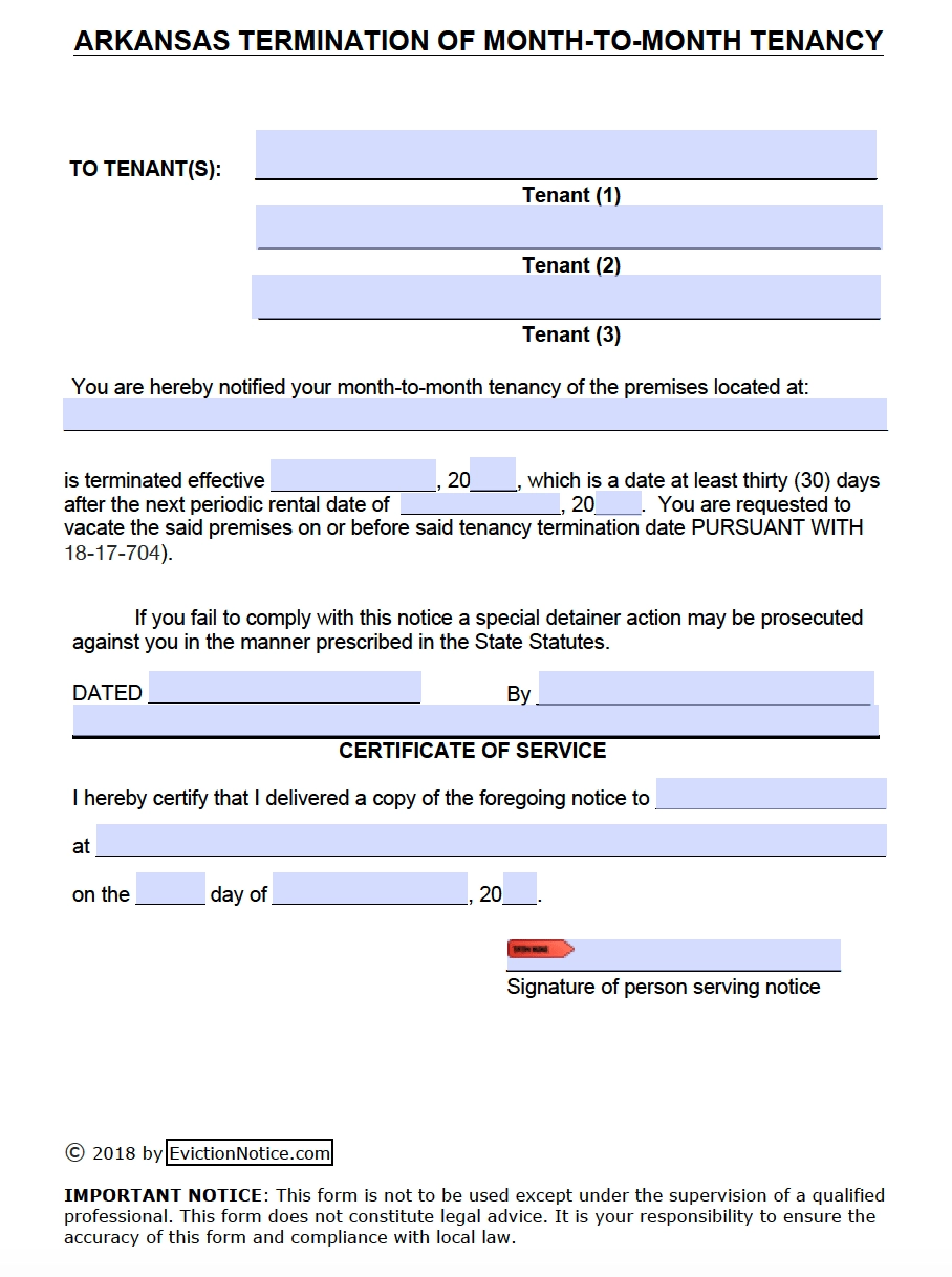 Free Arkansas Eviction Notices