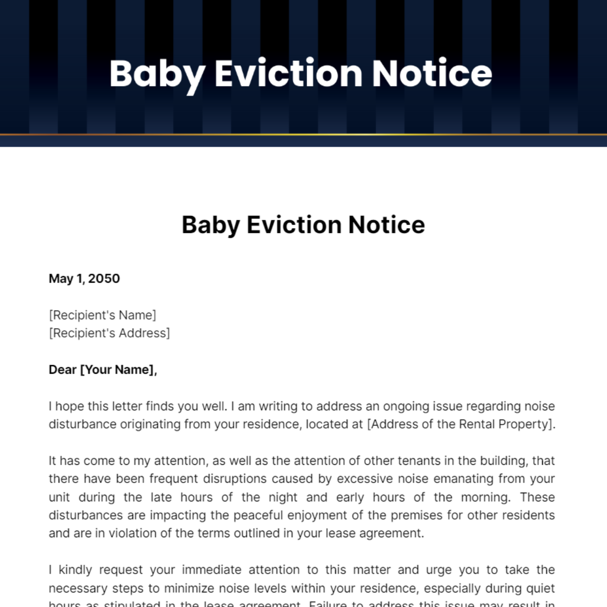 Free Baby Eviction Notice Template To Edit Online Free Baby Eviction Notice Template To Edit Online