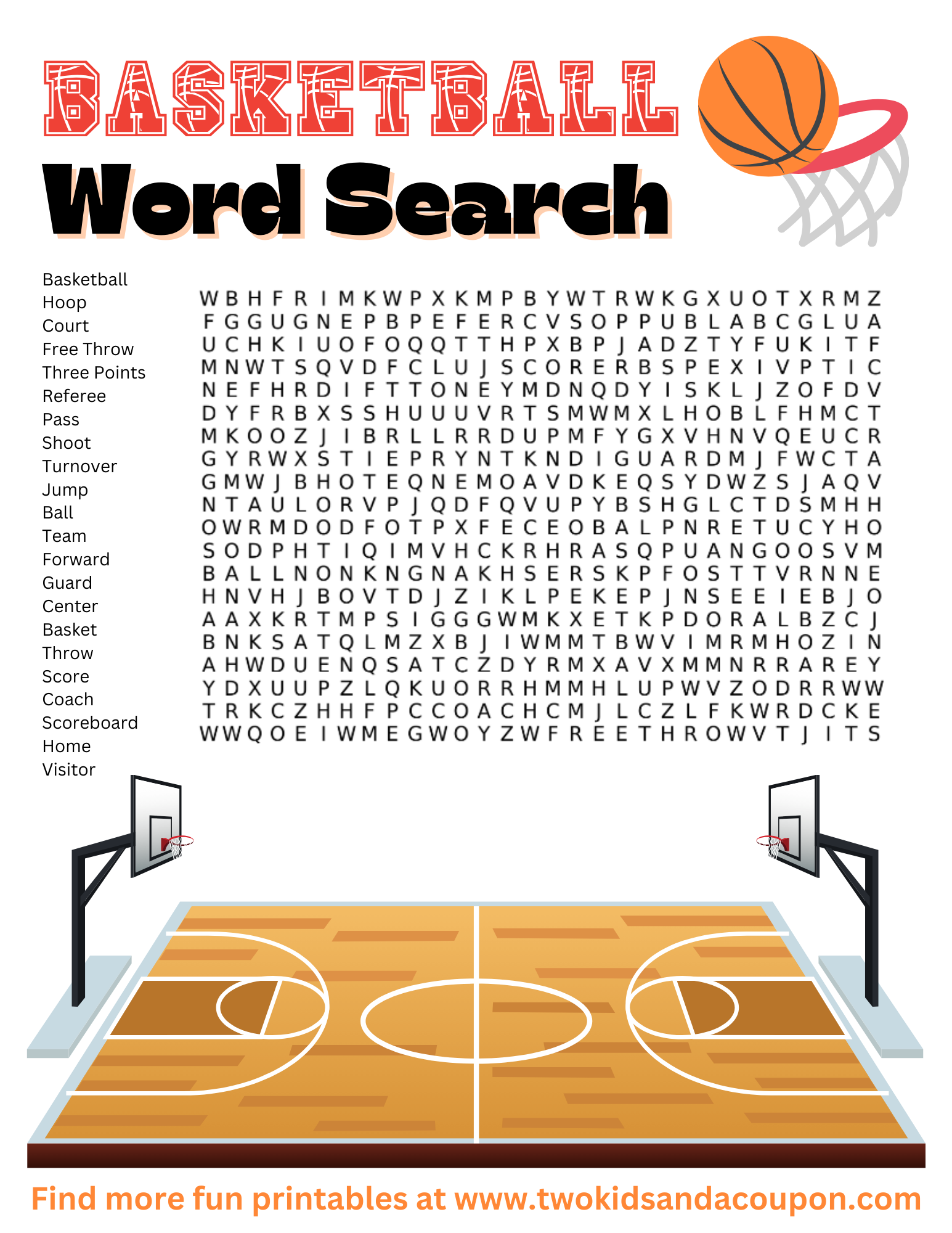 Free Basketball Word Search Printable Game AllFreeKidsCrafts