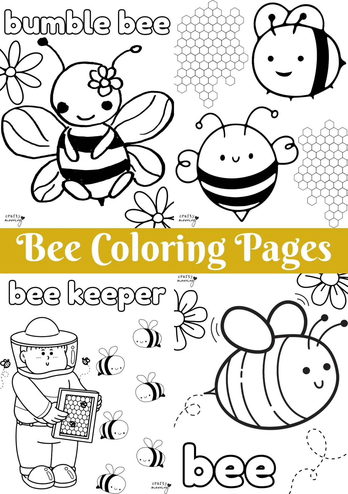 Free Bee Coloring Pages Crafty Morning