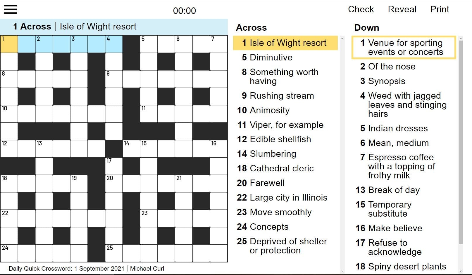 Free Best Daily Quick Crossword Play Now