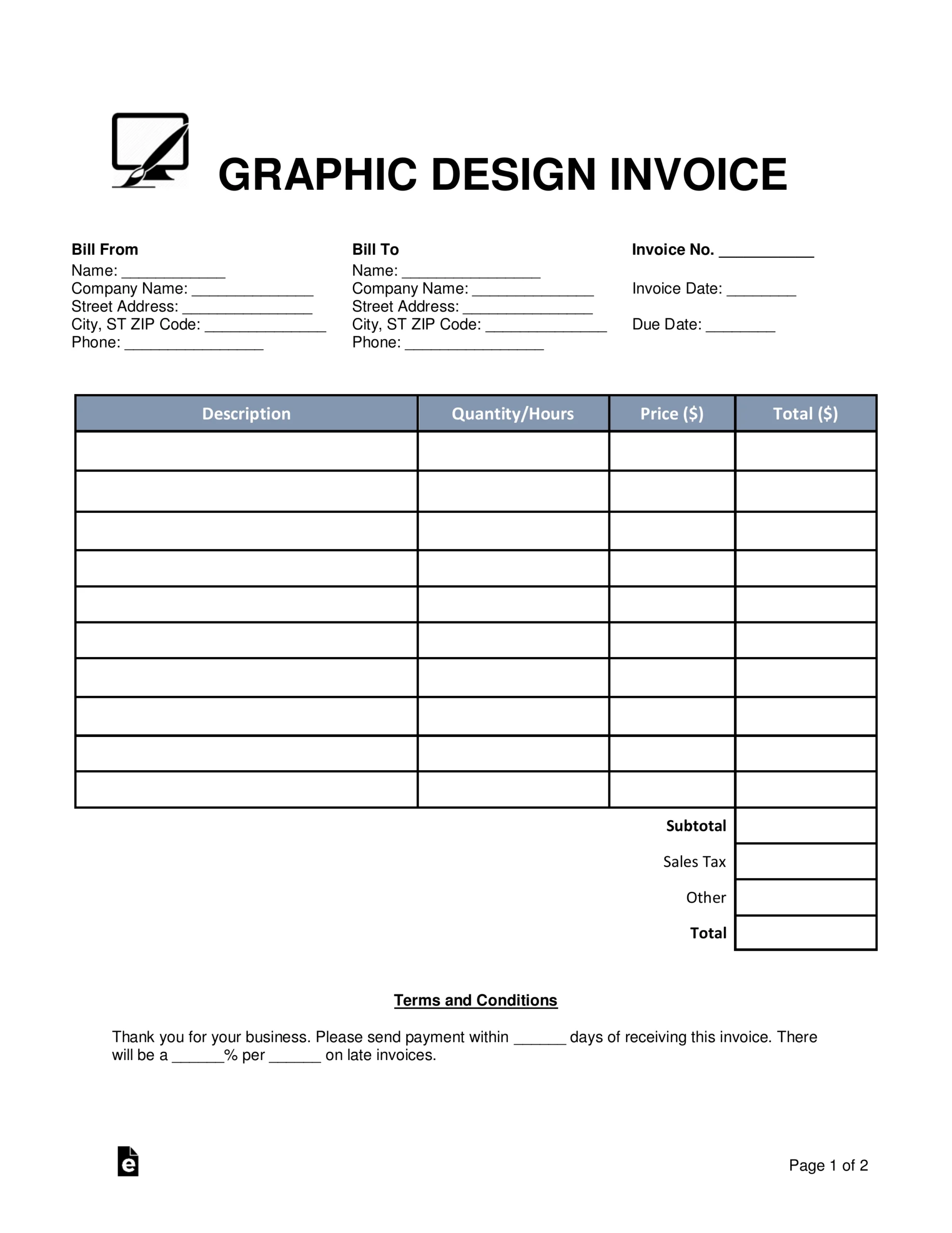 Free Blank Invoice Templates 30 PDF EForms Free Blank Invoice Templates 30 PDF EForms