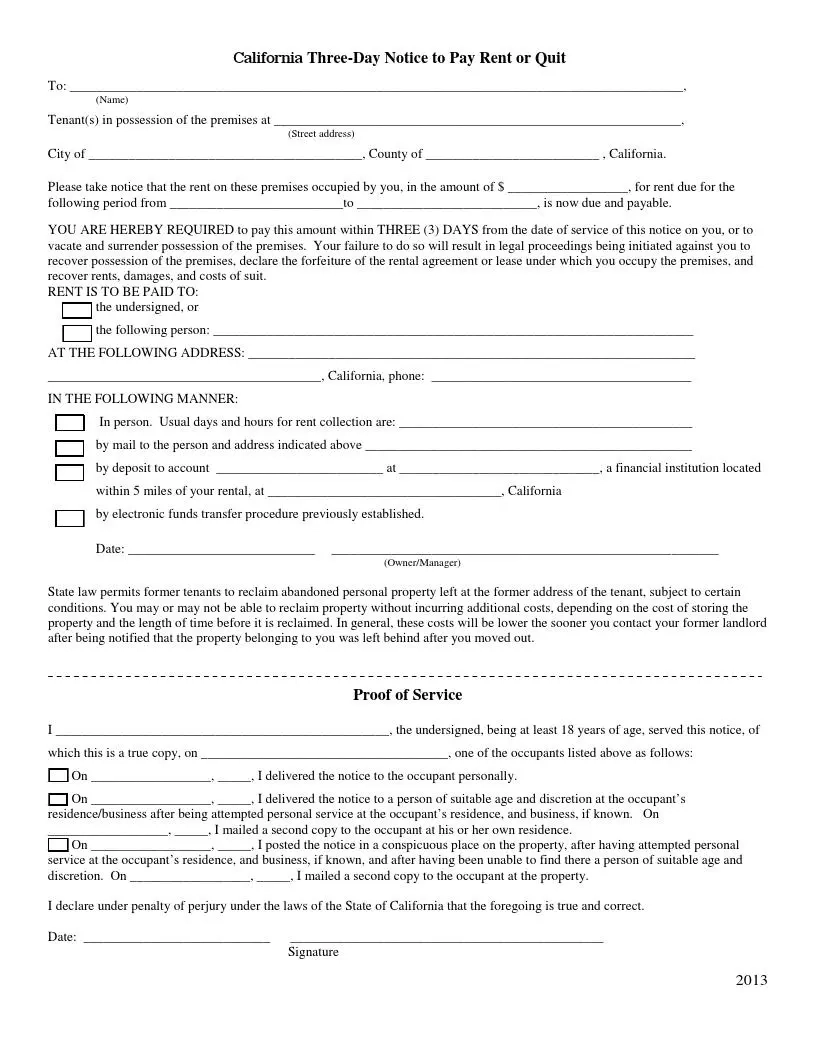 Free California 3 day Eviction Notice Form Pay Or Quit FormsPal Free California 3 day Eviction Notice Form Pay Or Quit FormsPal