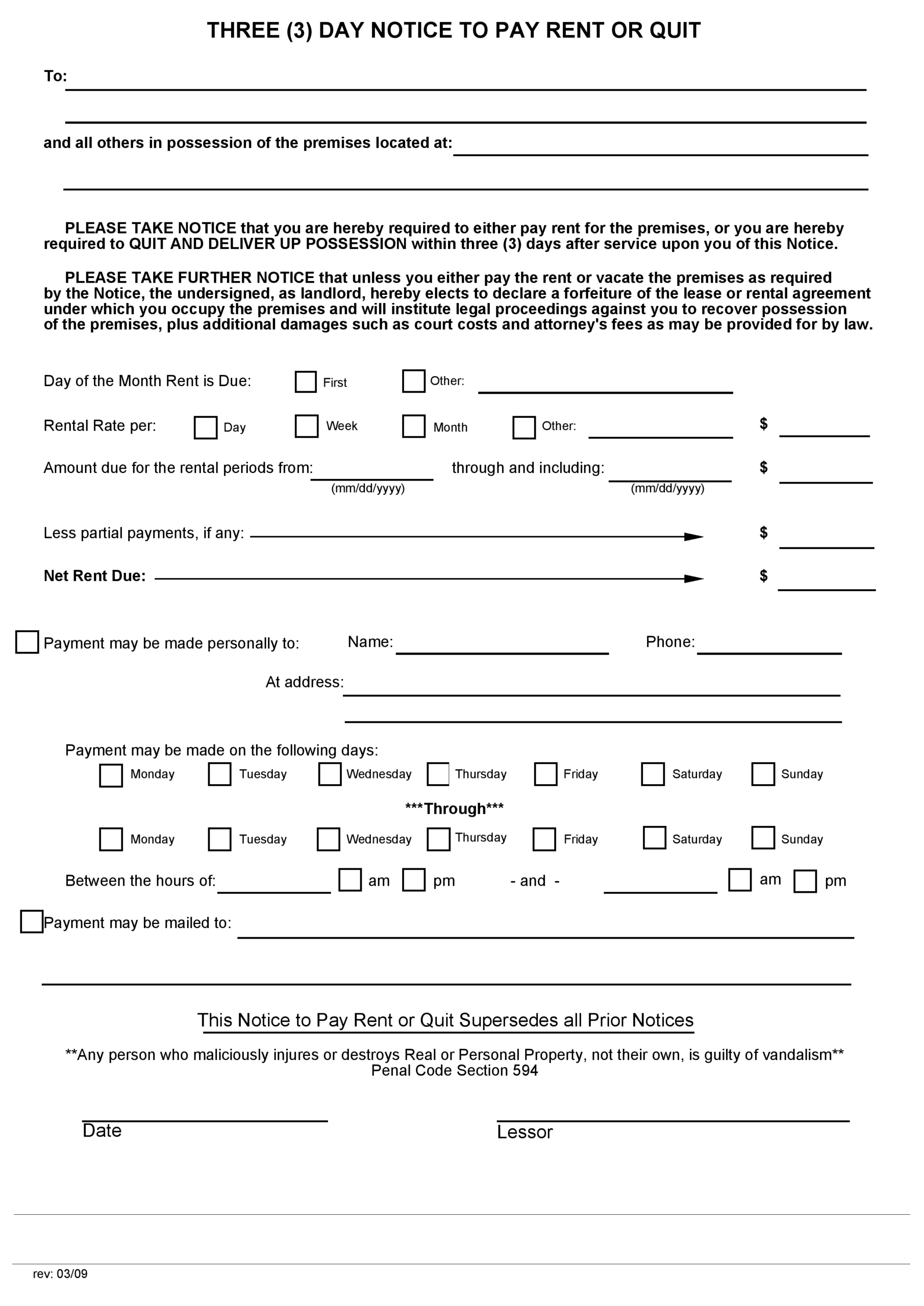 Free California Eviction Notice Forms PDF Download