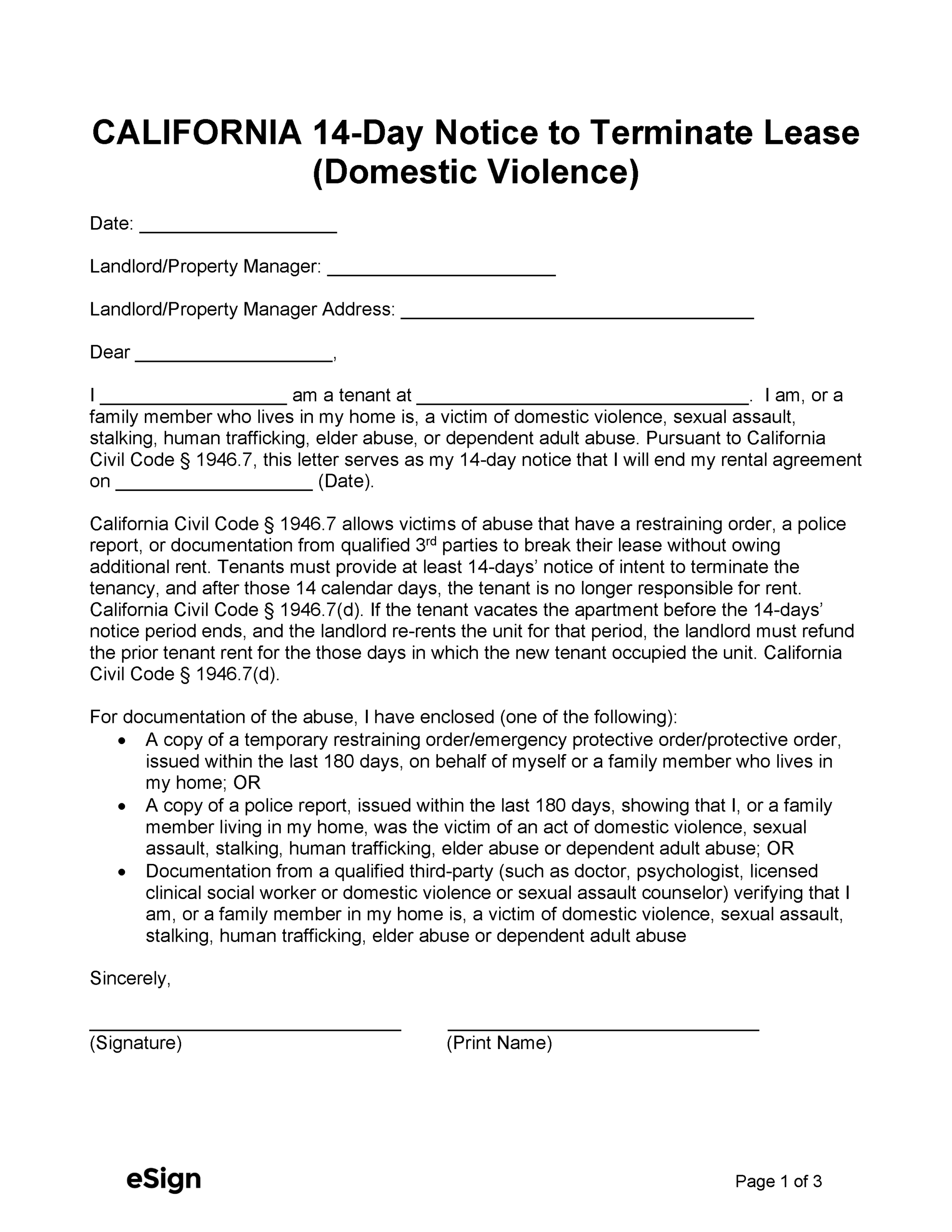 Free California Eviction Notice Templates 6 PDF Word