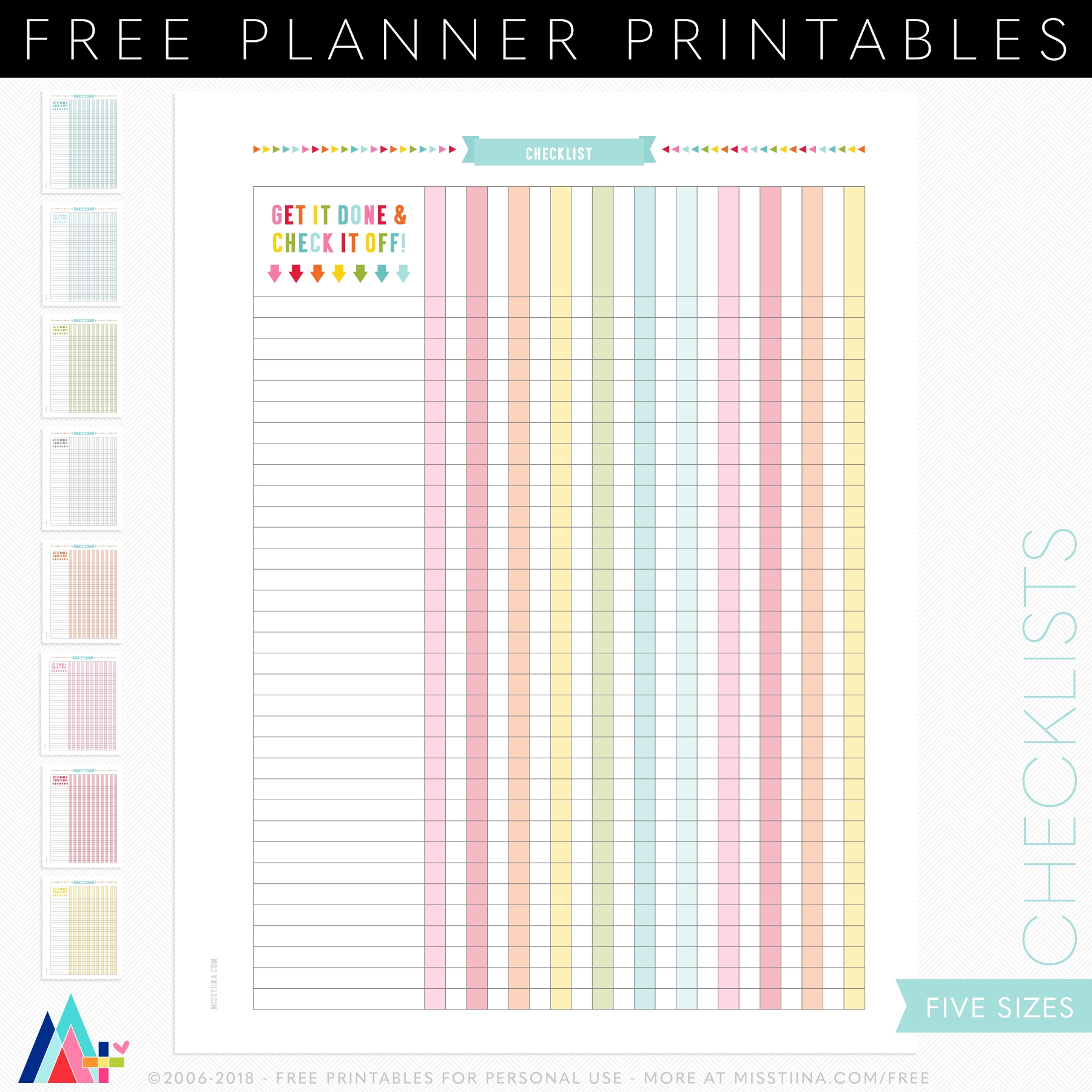 FREE Checklists Planner Page Printables Miss Tiina