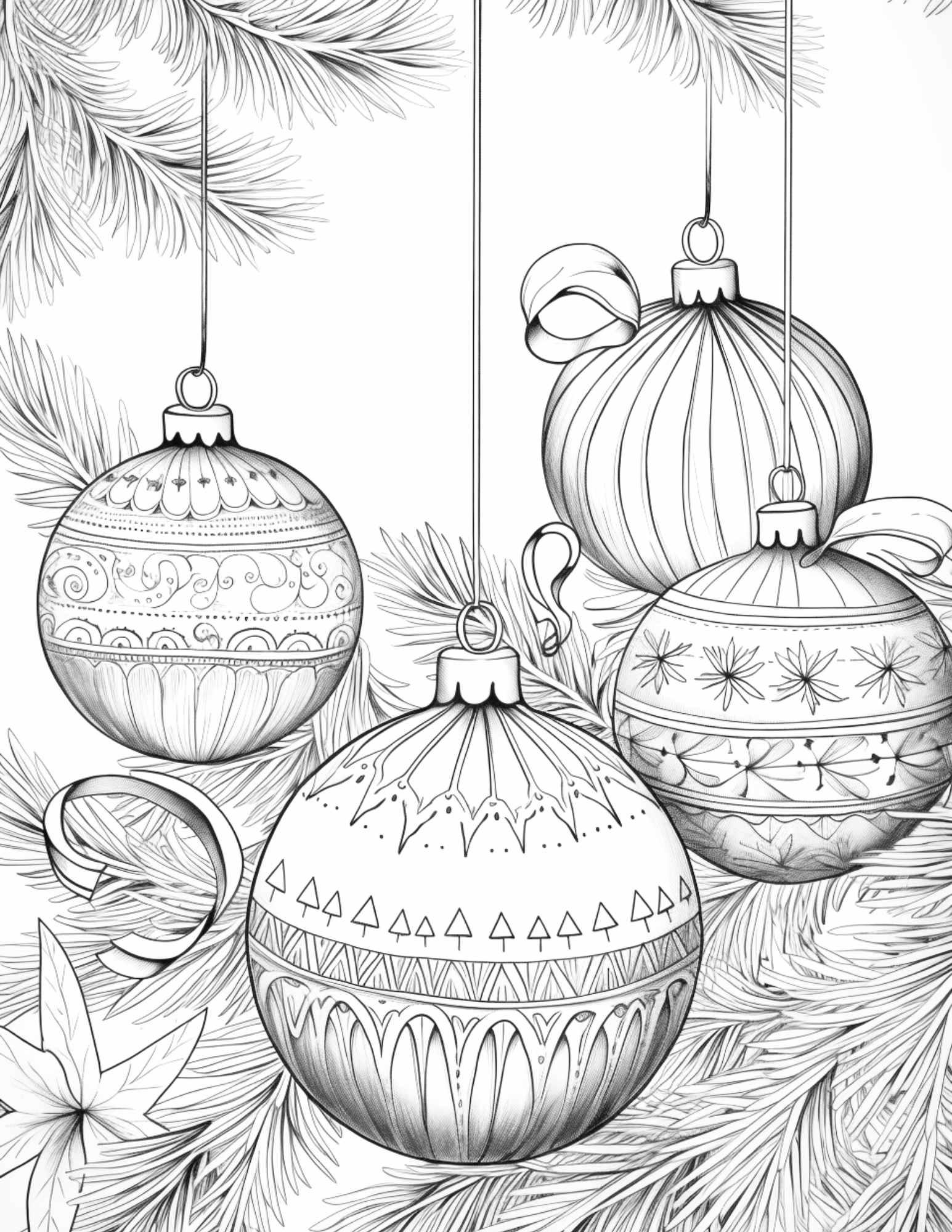 Free Christmas Decorations Grayscale Coloring Pages For Adults Printa RASPIEE Free Christmas Decorations Grayscale Coloring Pages For Adults Printa RASPIEE