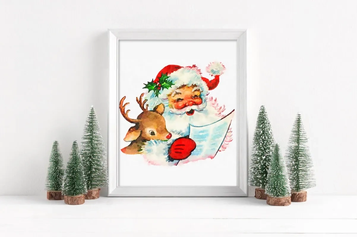 Free Christmas Printables Vintage Santa Illustrations