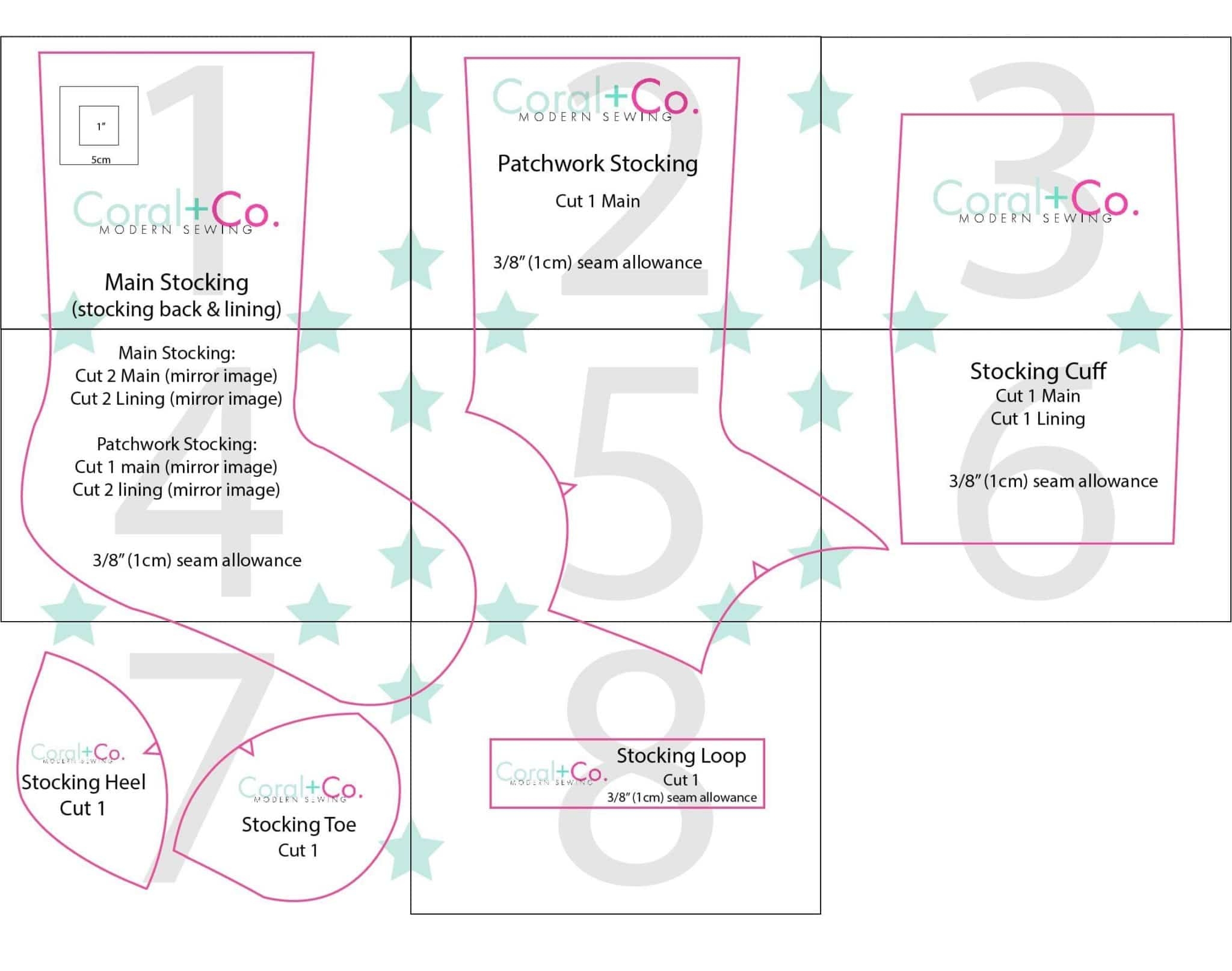 Free Christmas Stocking Sewing Pattern With Toe Patch Coral Co 