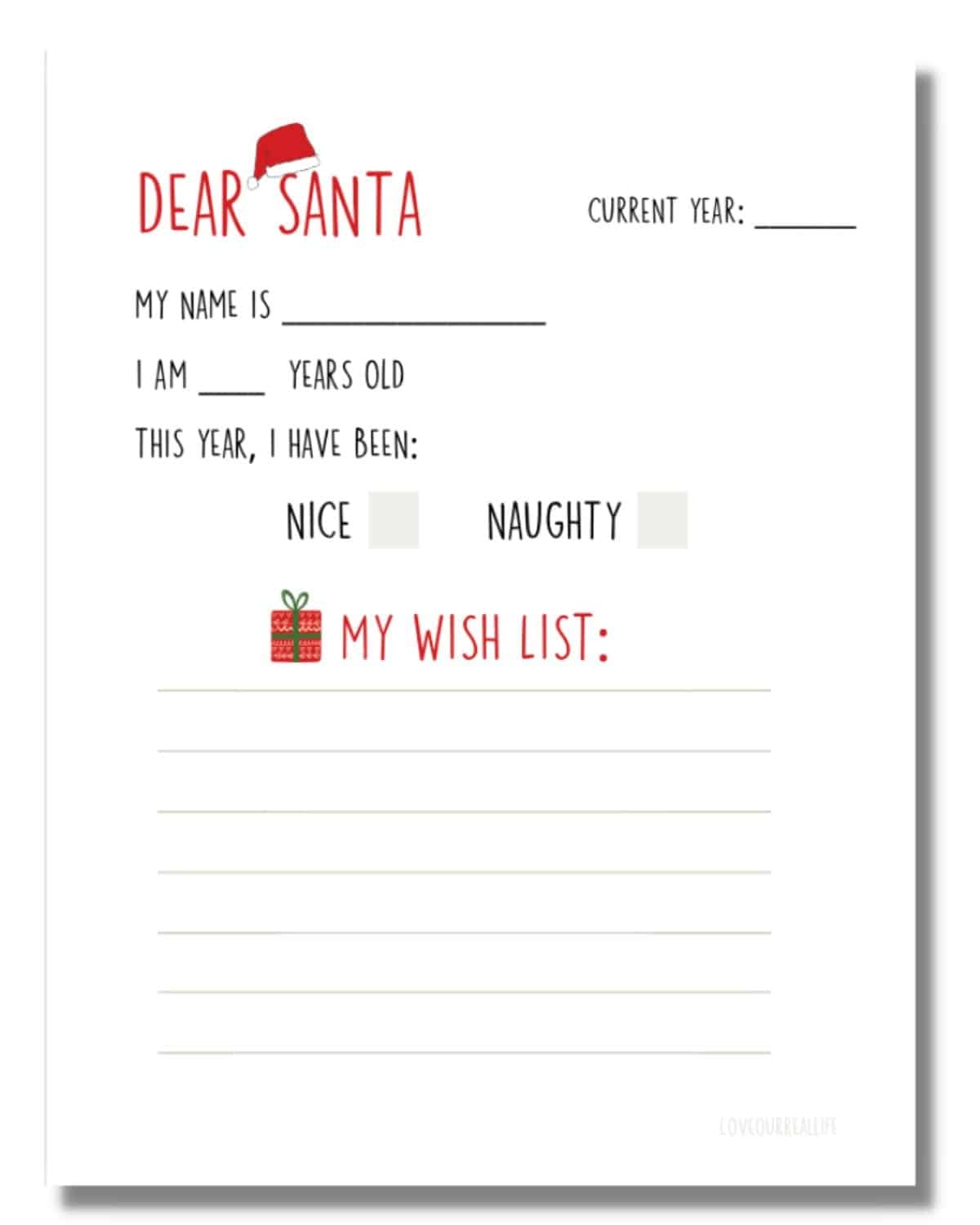 FREE Christmas Wish List Printable Template For Gift List Love Our Real Life FREE Christmas Wish List Printable Template For Gift List Love Our Real Life