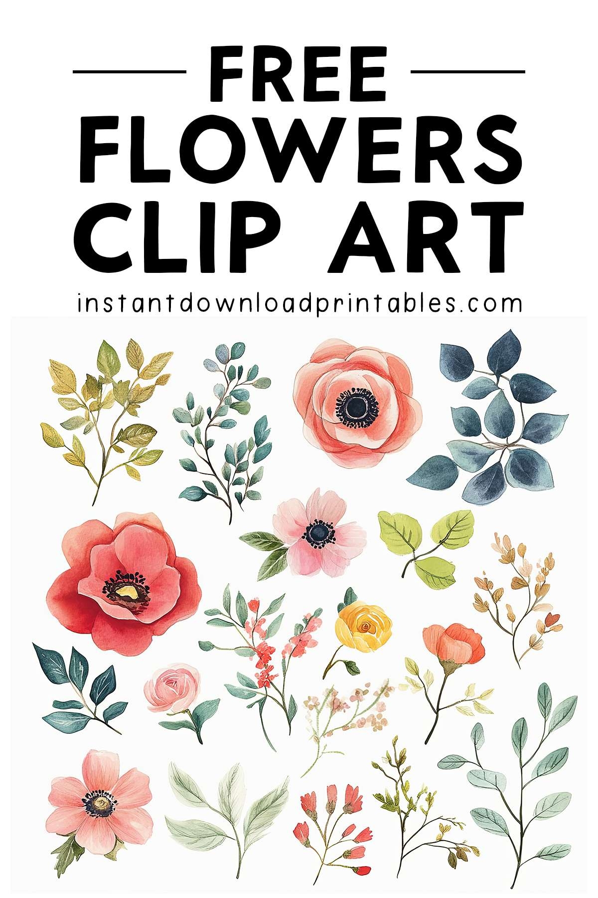 Free Clip Art Pretty Flowers Wedding Clip Art Watercolor Clipart Instant Download Printables Instant Download Printables