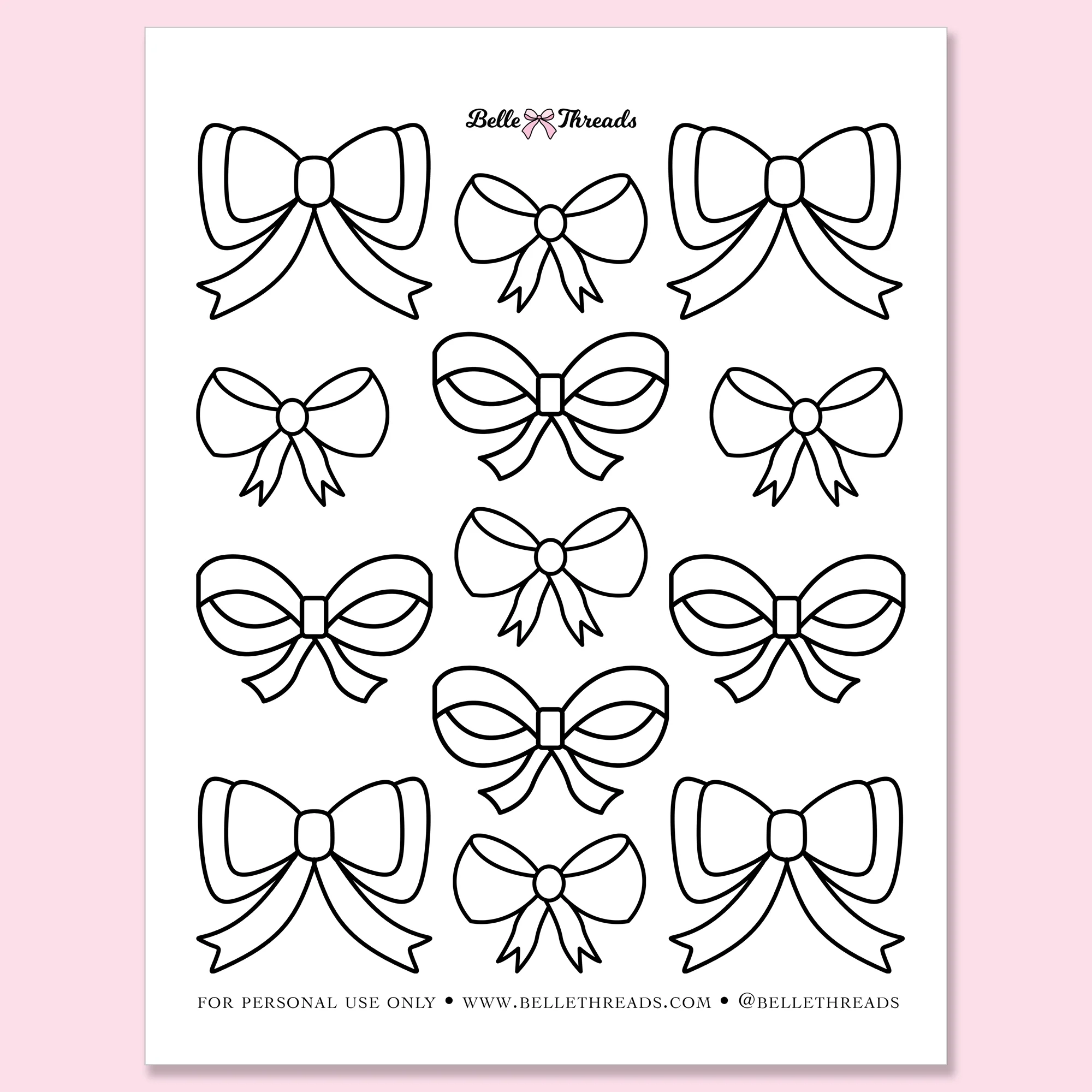 Free Coquette Bow Coloring Page Printable Belle Threads