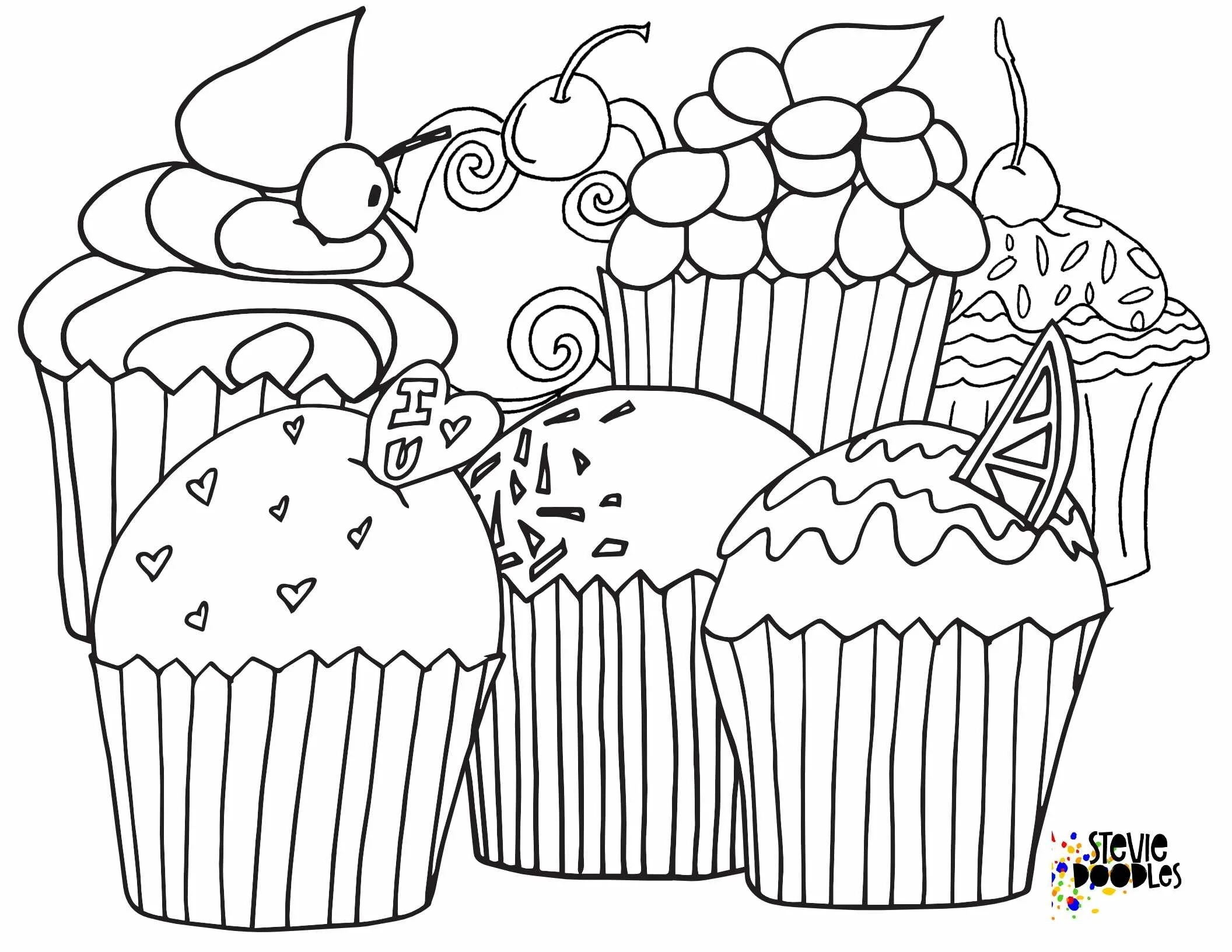 Free Cupcake Coloring Pages Stevie Doodles