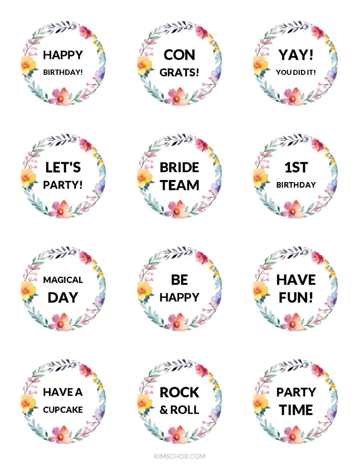 Free Cupcake Topper Printables Gift Tags Wrappers Etc Kim Schob