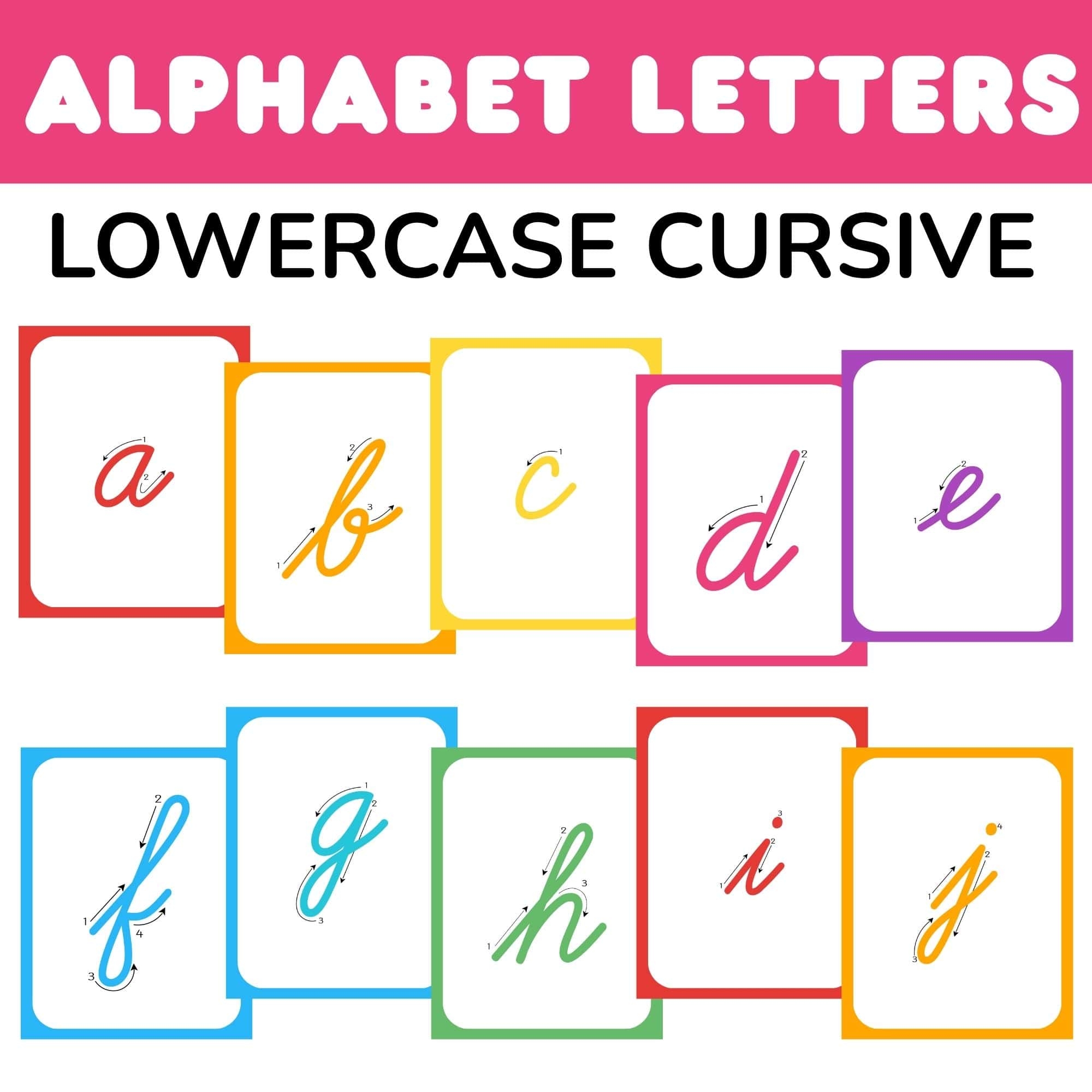Free Cursive Lower Case Alphabet Flashcards Printable Set