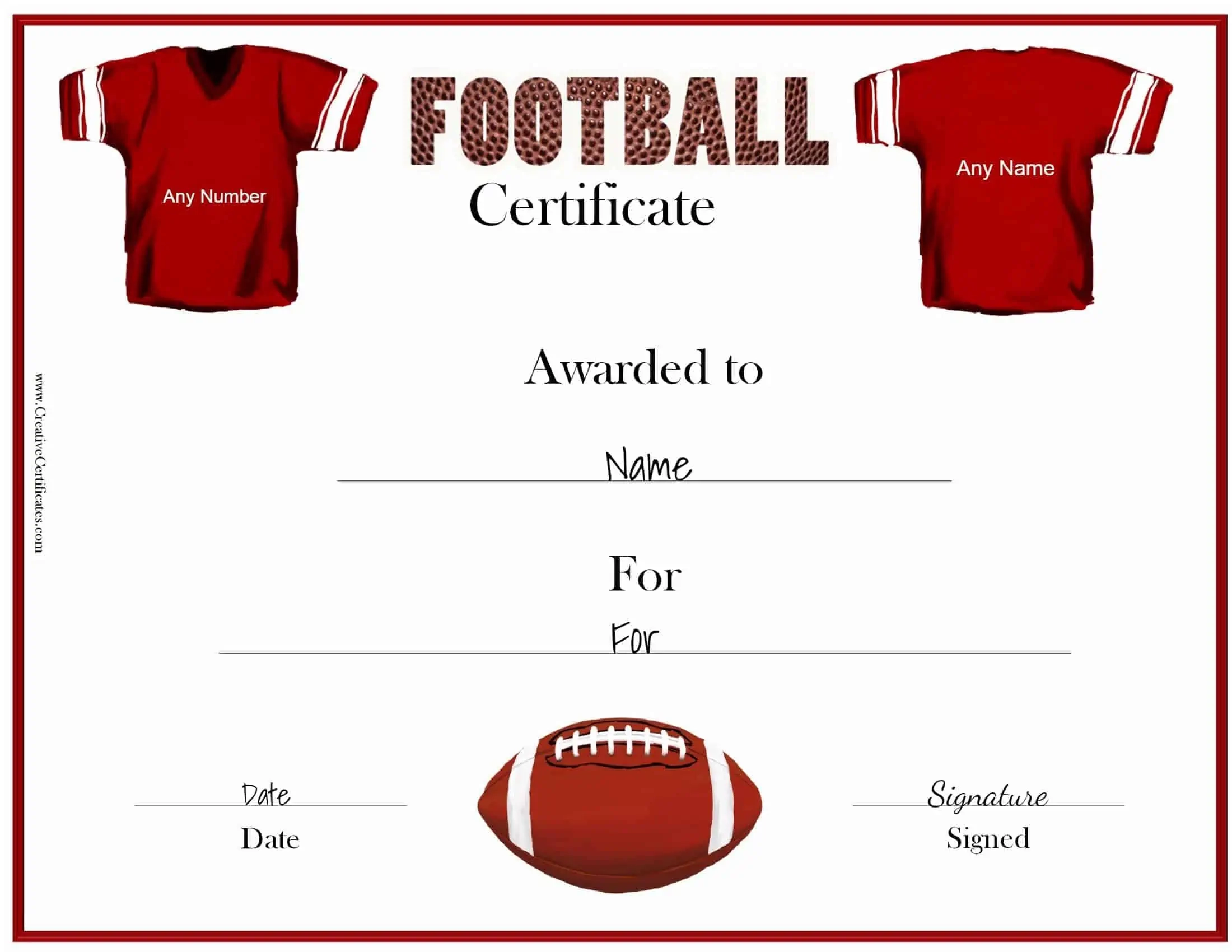 Free Custom Football Certificates