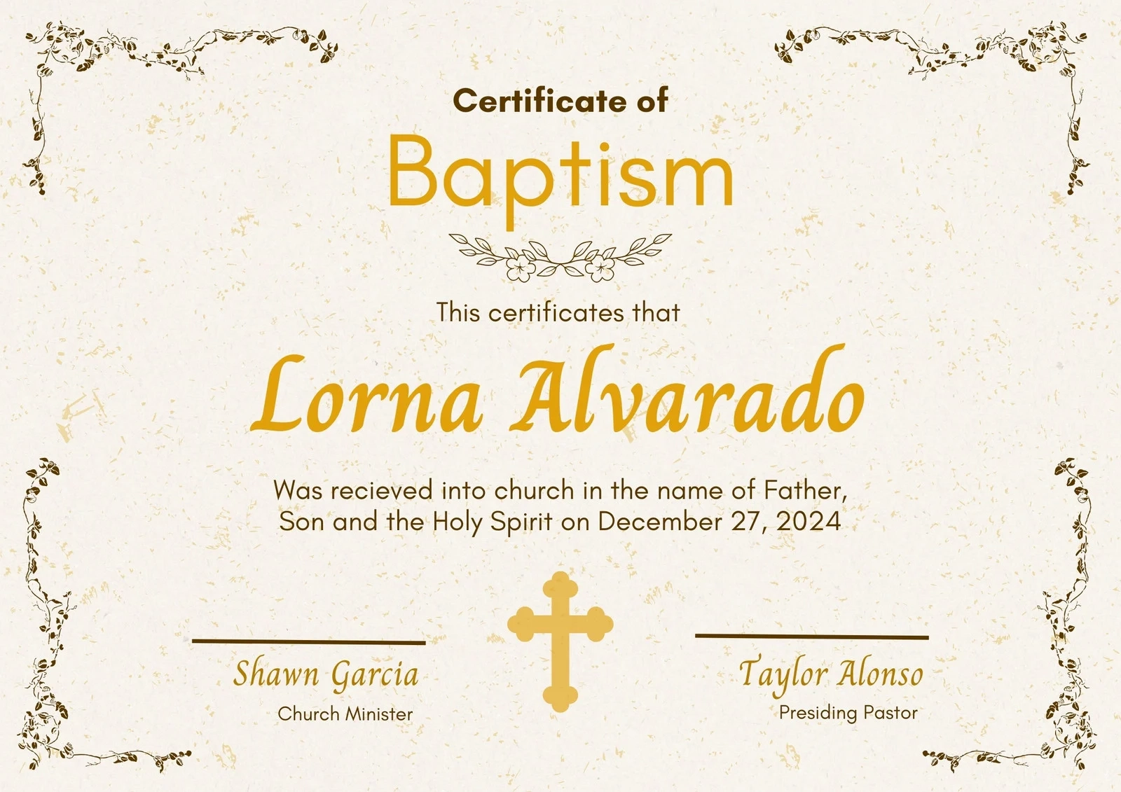 Free Custom Printable Baptismal Certificate Templates Canva