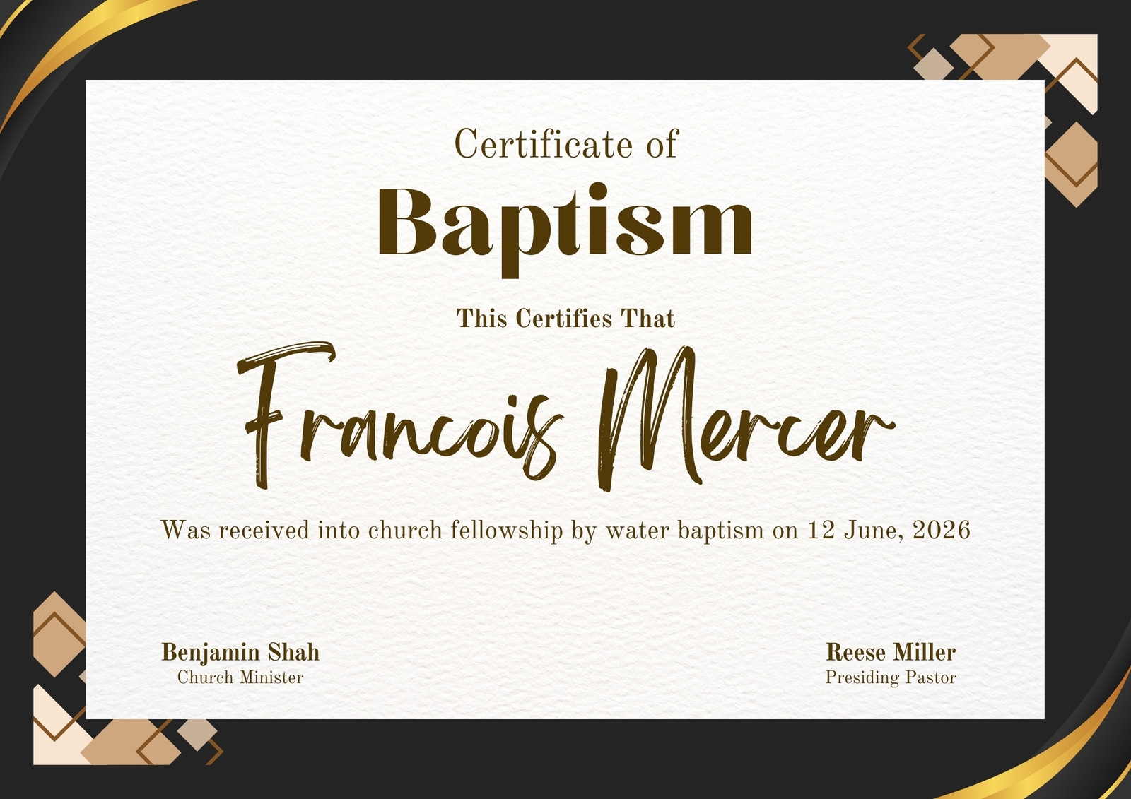 Free Custom Printable Baptismal Certificate Templates Canva