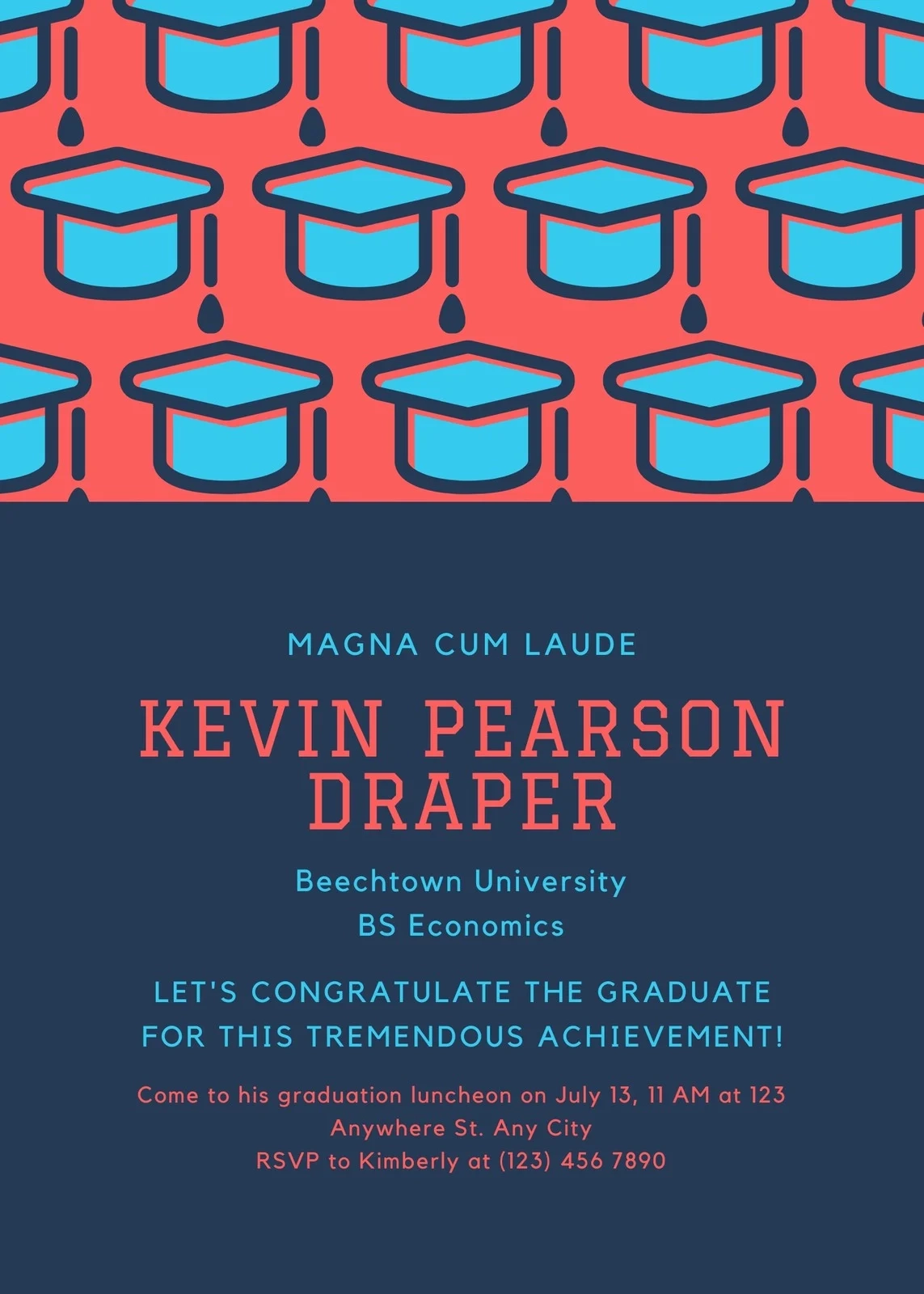 Free Custom Printable Graduation Announcement Templates Canva