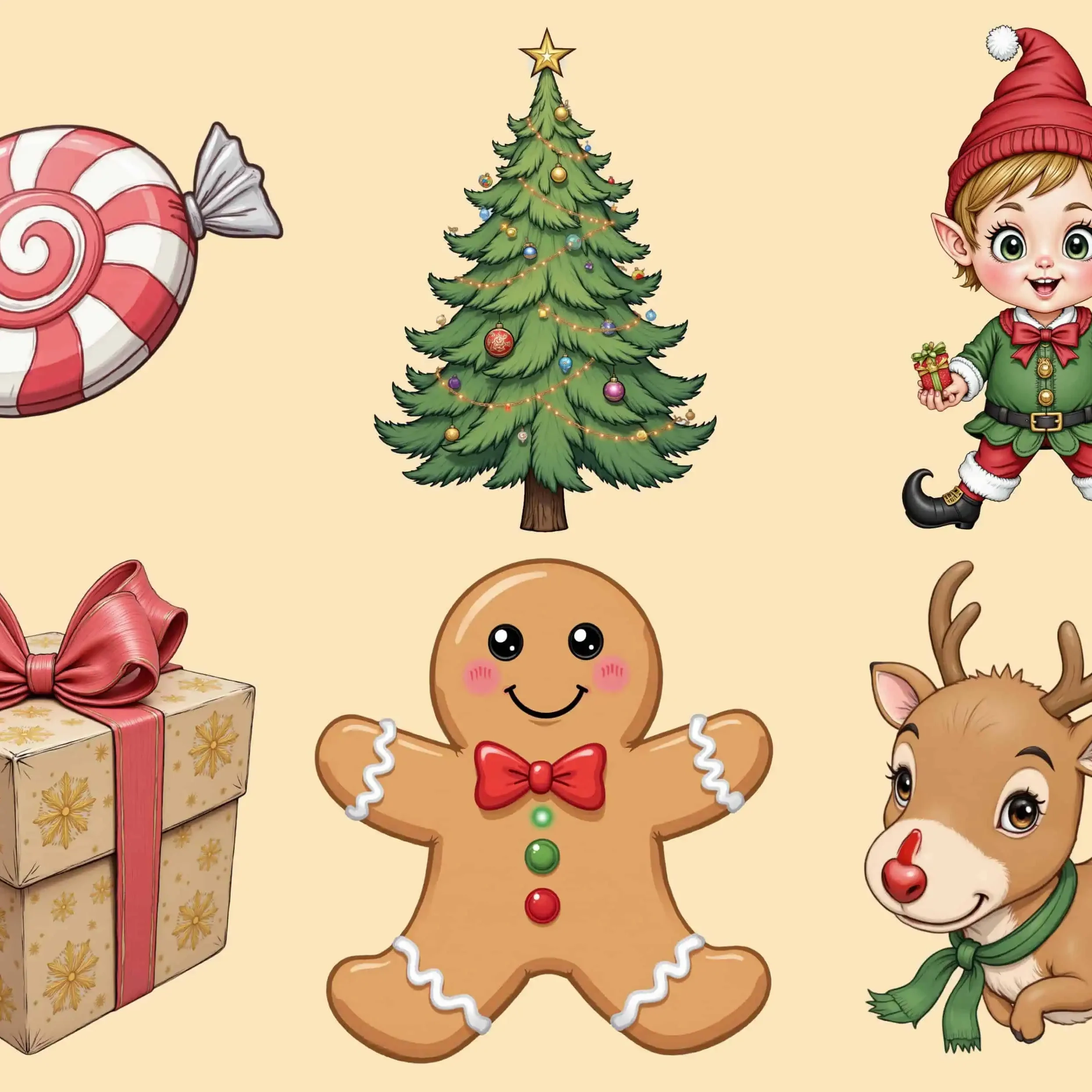 Free Cute Christmas Illustration Stickers For Kids PNG Download PrntPixl