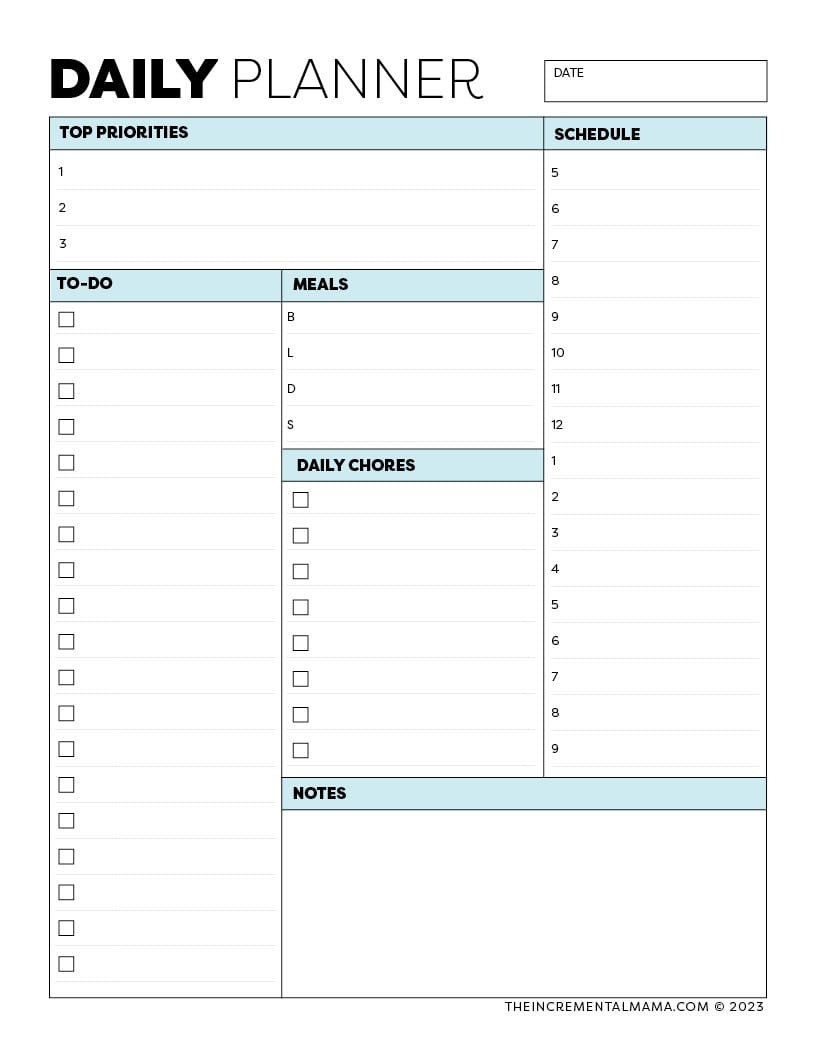 Free Daily Weekly Planning Printable PDFs To Organize Life The Incremental Mama