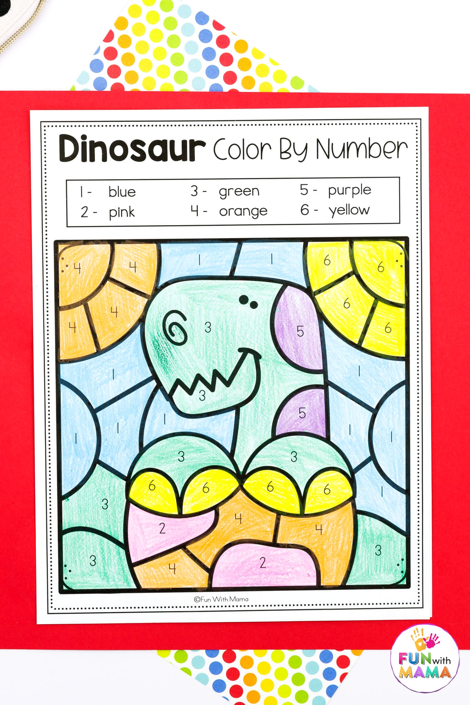 Free Dinosaur Color By Number Printables Fun With Mama