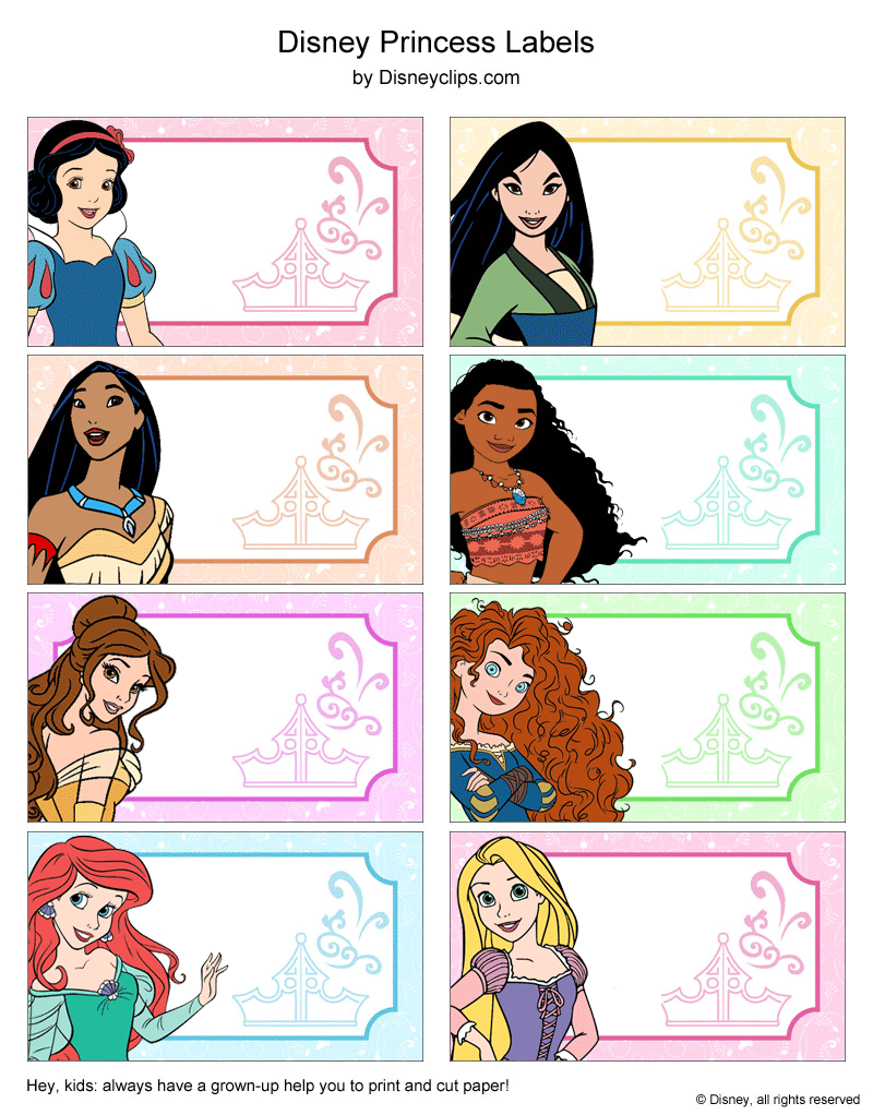 Free Disney Princess Printable Crafts Stickers Notes Bookmarks 